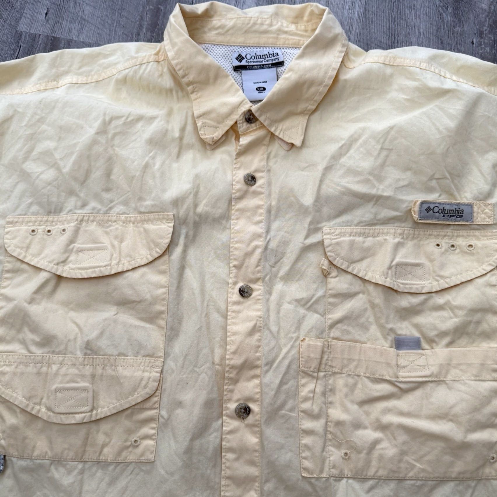 Vintage Columbia PFG Fishing Shirt Mens 2XL Yellow Short Sleeve 100% Cotton UV Protection Pockets Button-Down Collar Mens Size US XXL / EU 58 / 5 - 3 Thumbnail