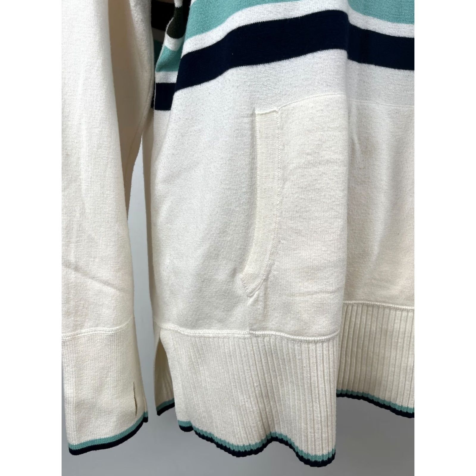Talbots Talbots Hoodie Womens Large Cream Multicolor Striped Pullover Knit Sweater Size L / US 10 / IT 46 - 4 Thumbnail