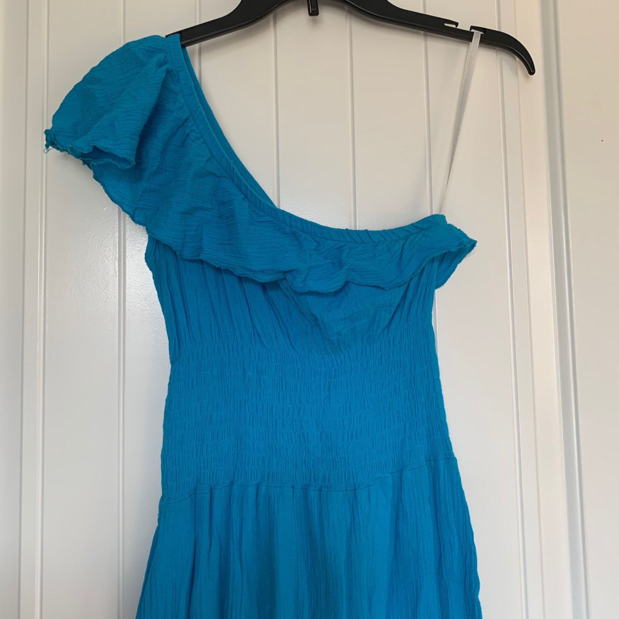 Other Polka Dots Blue Gauze One Shoulder Maxi Dress Medium Size M / US 6-8 / IT 42-44 - 3 Thumbnail