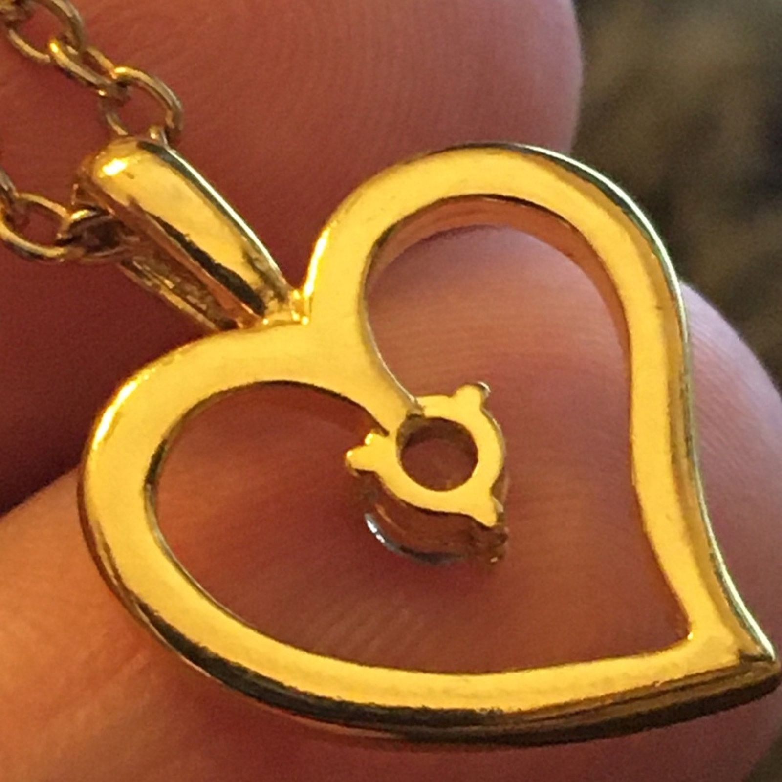 Vintage Vintage 80s gold tone cz heart pendant on chain Size ONE SIZE - 7 Thumbnail