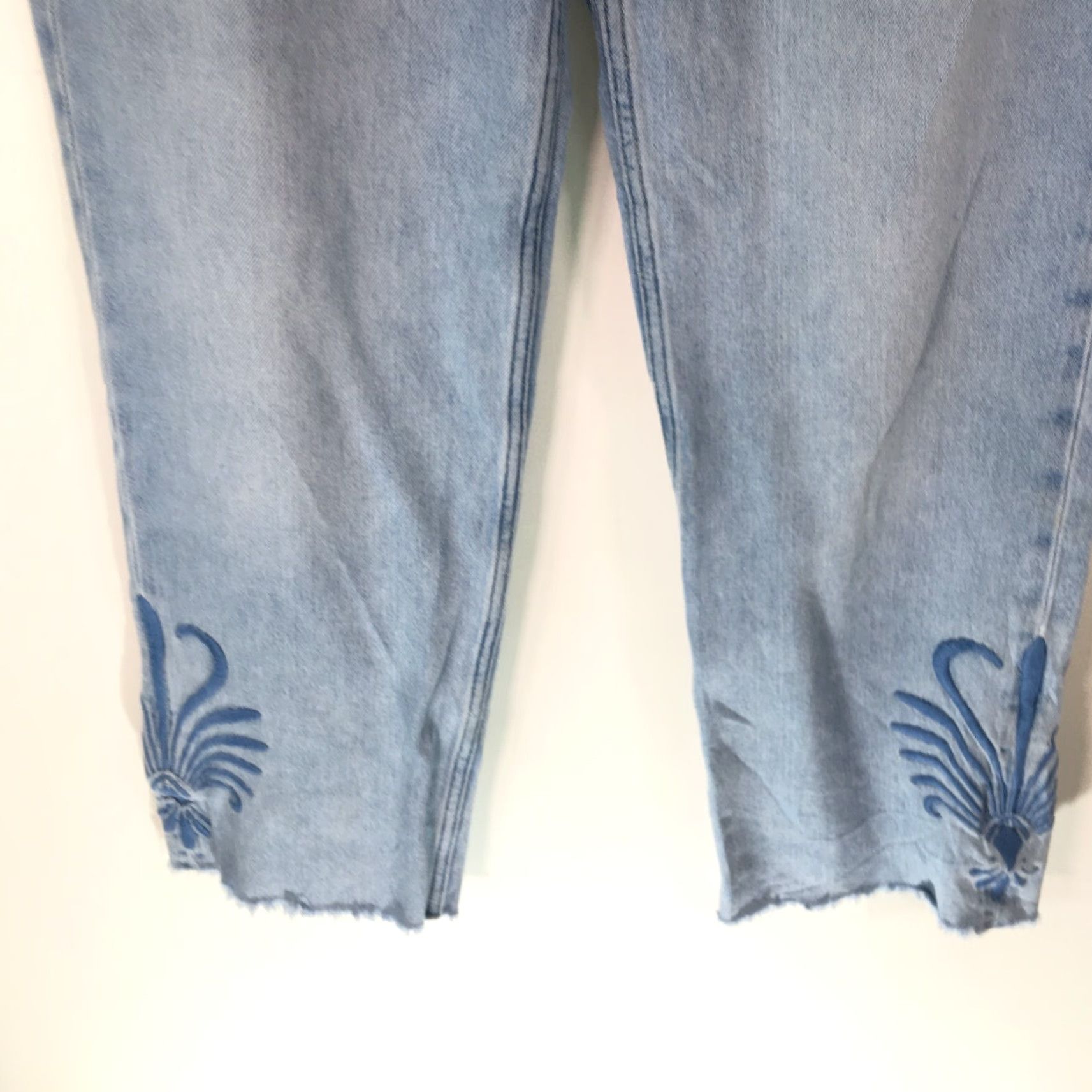 Denime &Denim Womens Straight Fit High Waist Button Fly Embroidered Blue Jeans Size 30 Size 30" / US 8 / IT 44 - 5 Thumbnail