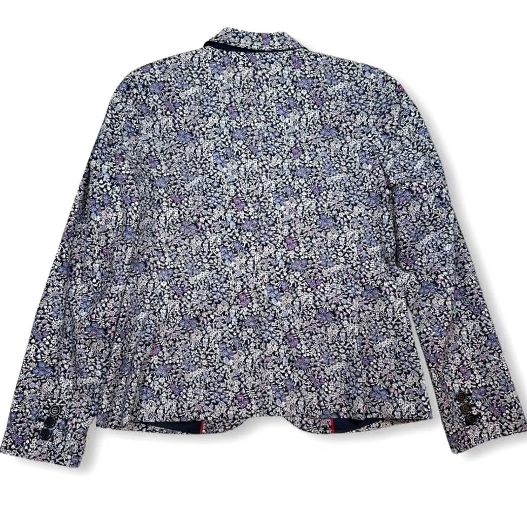 Talbots EUC Talbots Blazer Cotton Two Button Jacket Womens 8 Floral Notched Lapel LinedPockets Spring Summer Blue - Womens Blazer Size M / US 6-8 / IT 42-44 - 2 Thumbnail