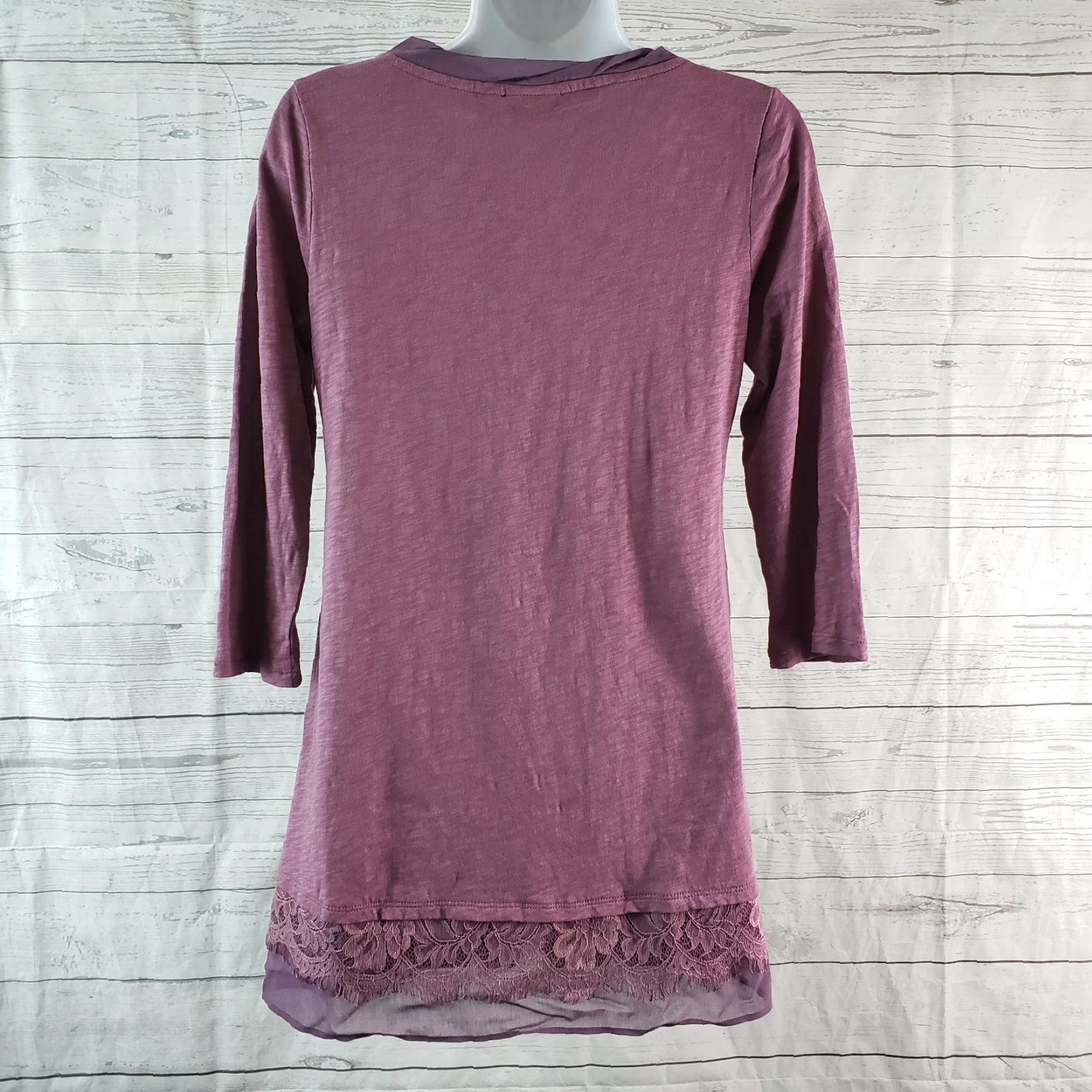 Vintage LOGO Lori Goldstein Womens Tunic Top XS Purple Lace Hem 3/4 Sleeve Shirt Blouse Womens Size XS / US 0-2 / IT 36-38 - 4 Thumbnail