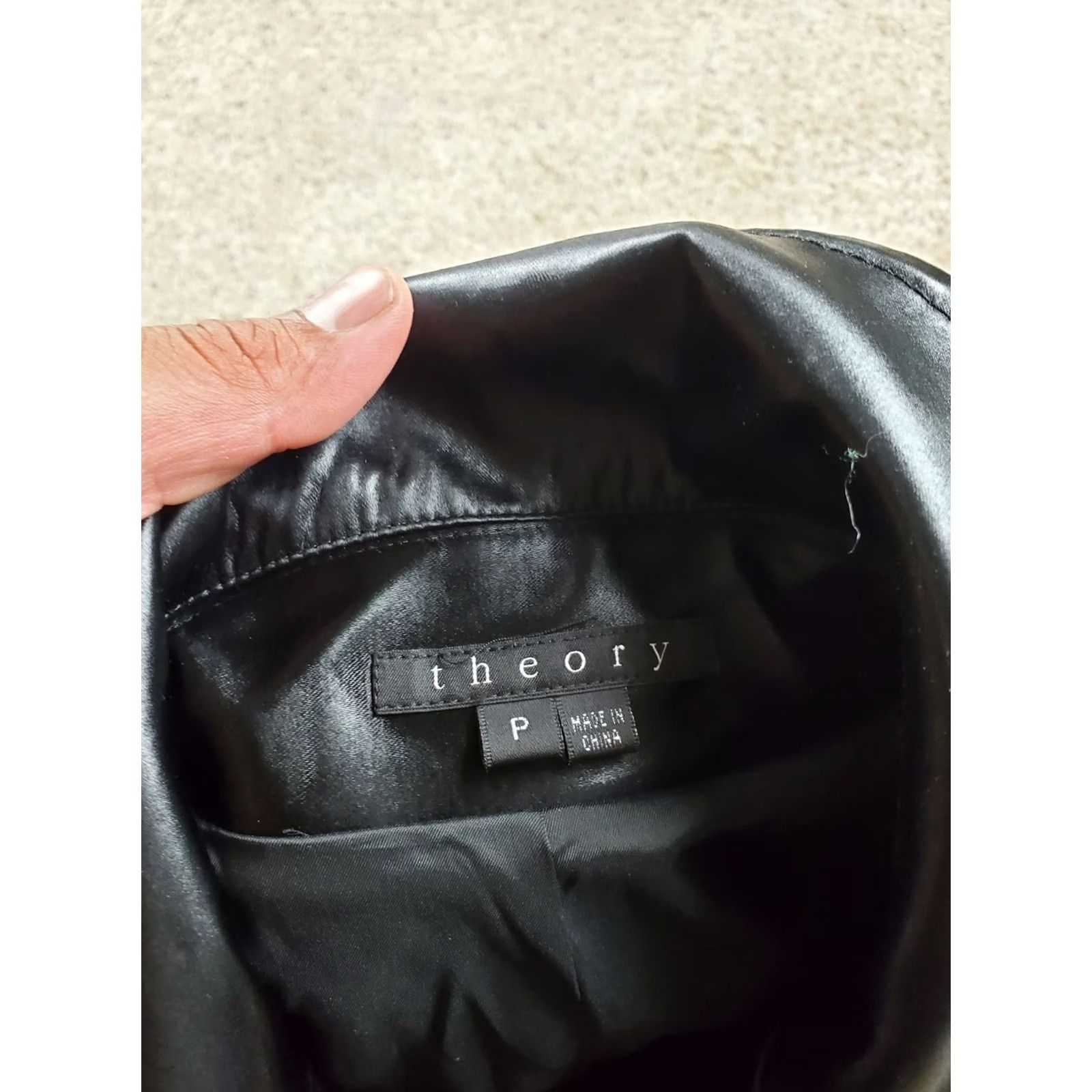 Theory Theory Panyia Trench Coat Jacket Womens P Black Satin Velvet Pockets Button Up Size S / US 4 / IT 40 - 5 Thumbnail