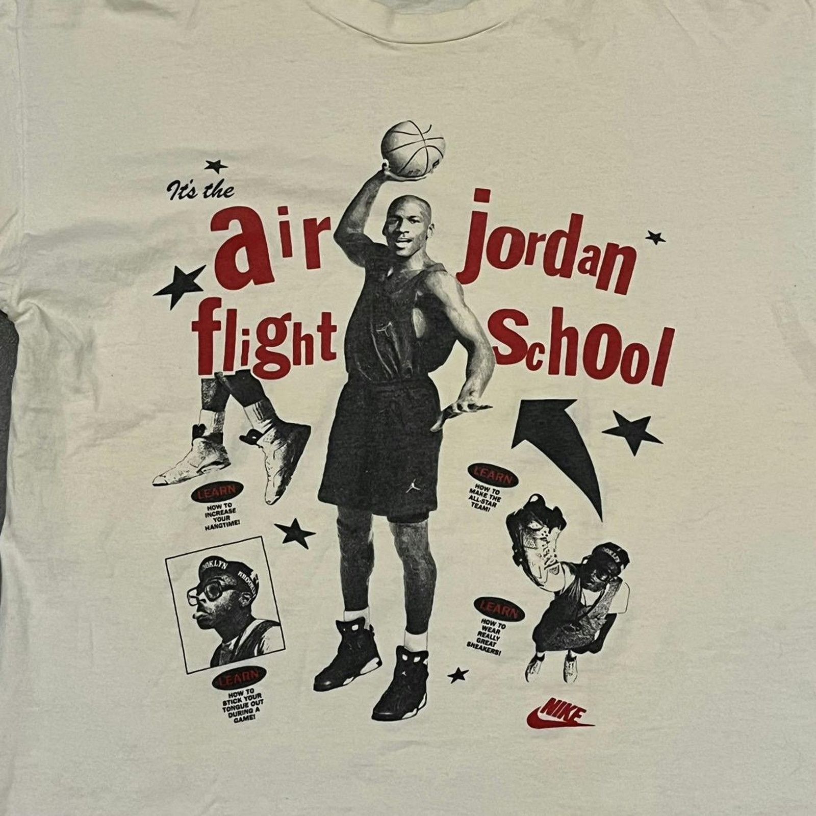 Nike × Vintage VTG 1990’s Nike Jordan Spike Lee Flight School Graphic Tee Size US M / EU 48-50 / 2 - 4 Thumbnail