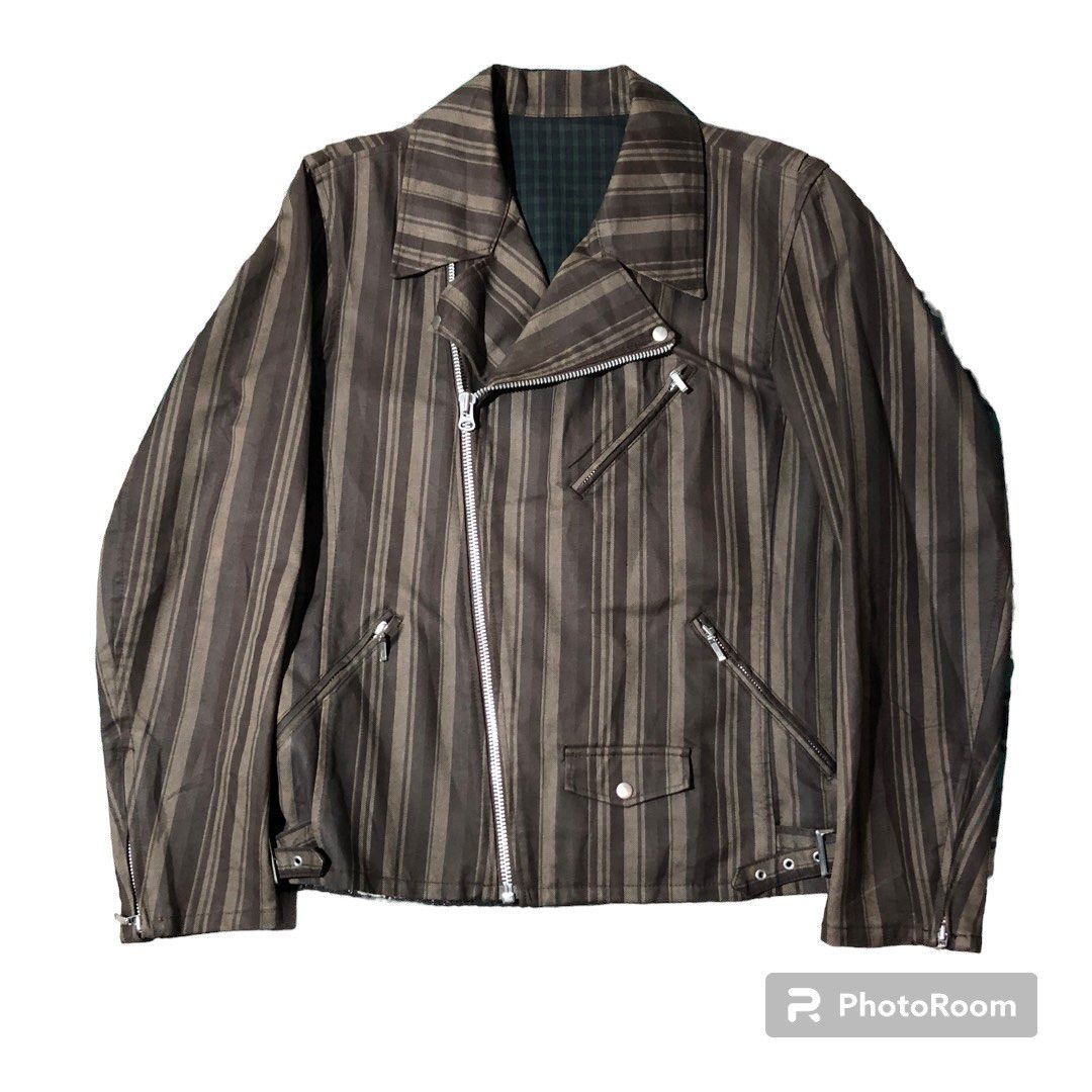 Hysteric Glamour × Japanese Brand × Tornado Mart Tornado mart asymmetric ramones jacket striped Size US L / EU 52-54 / 3 - 1 Thumbnail