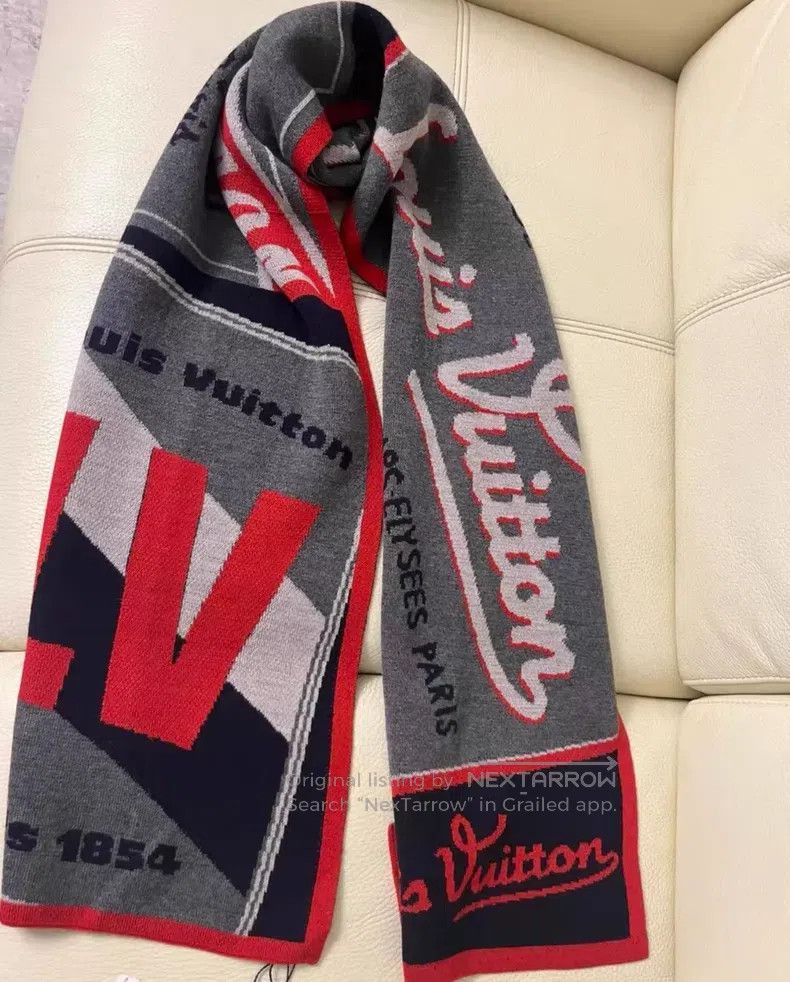 Louis Vuitton Louis Vuitton Red and grey colour block wool scarf Size ONE SIZE - 2 Thumbnail