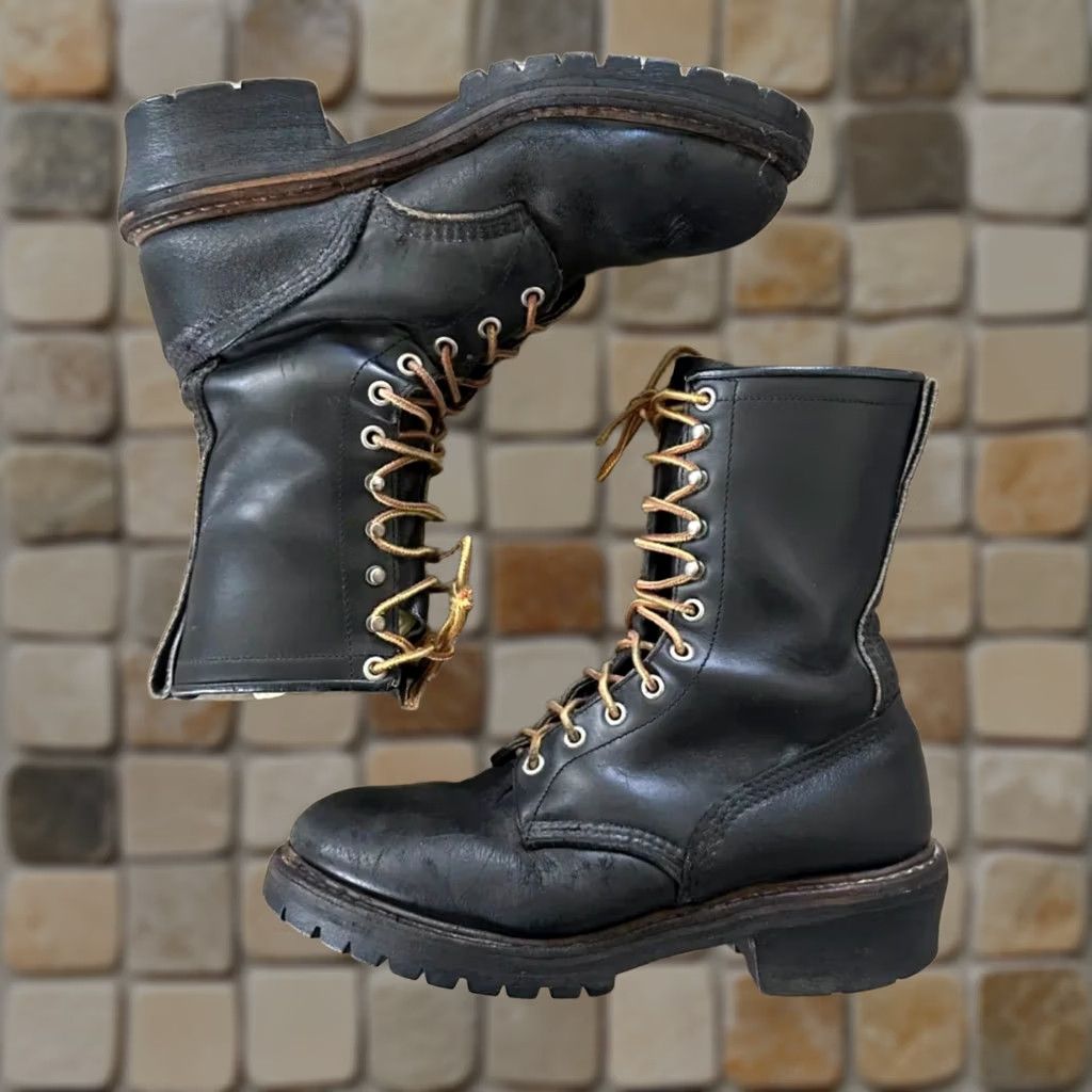 Vintage VINTAGE Red Wing Logger Boot Black Leather 8" 8.5 Men's Size Width? Size US 9 / EU 42 - 1 Thumbnail