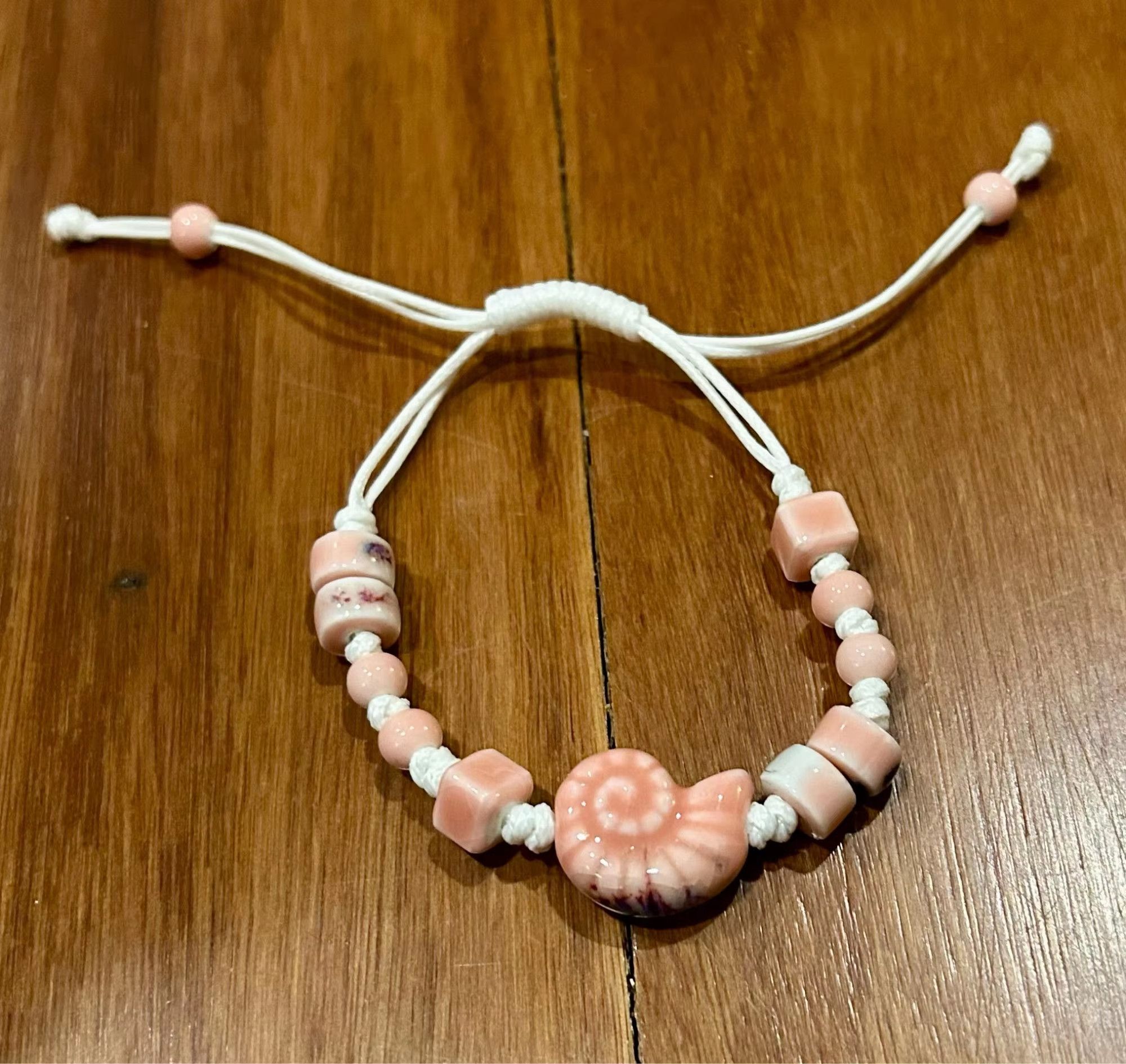 Handmade Seashell Ceramic Bracelet Handmade Jewelry Gift For Her Size ONE SIZE - 1 Thumbnail