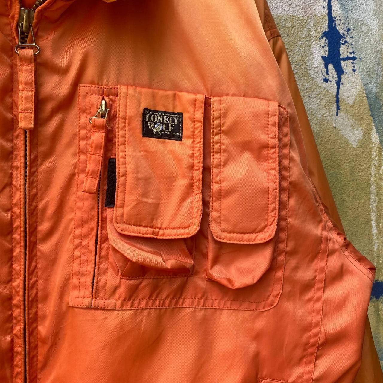 Vintage Lonely Wolf Sun Faded Zipper Jacket