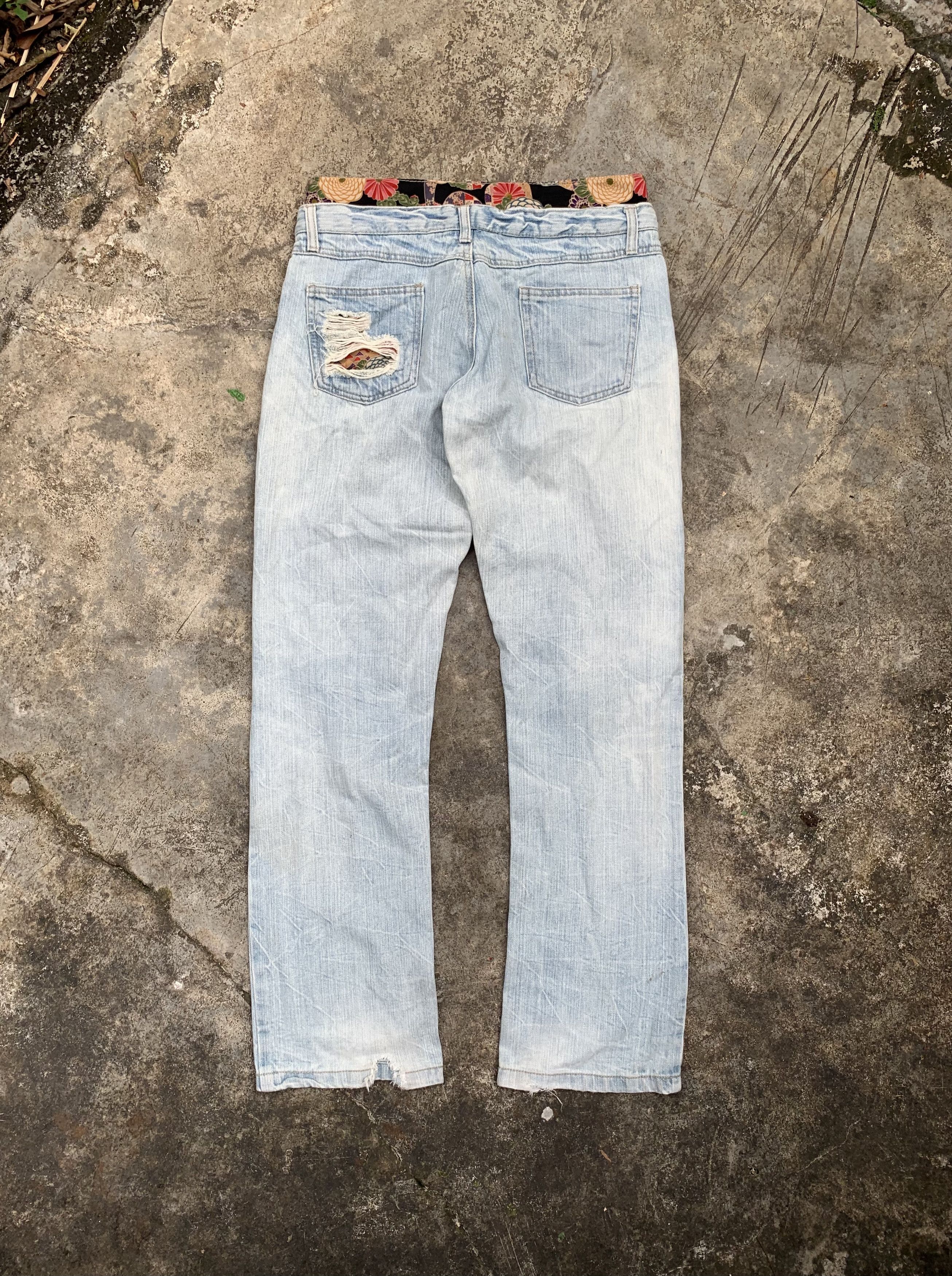 Japanese Brand Vintage Japanese Brand Shashiko DoubleWaist Distressed Jeans Size 29" - 9 Thumbnail