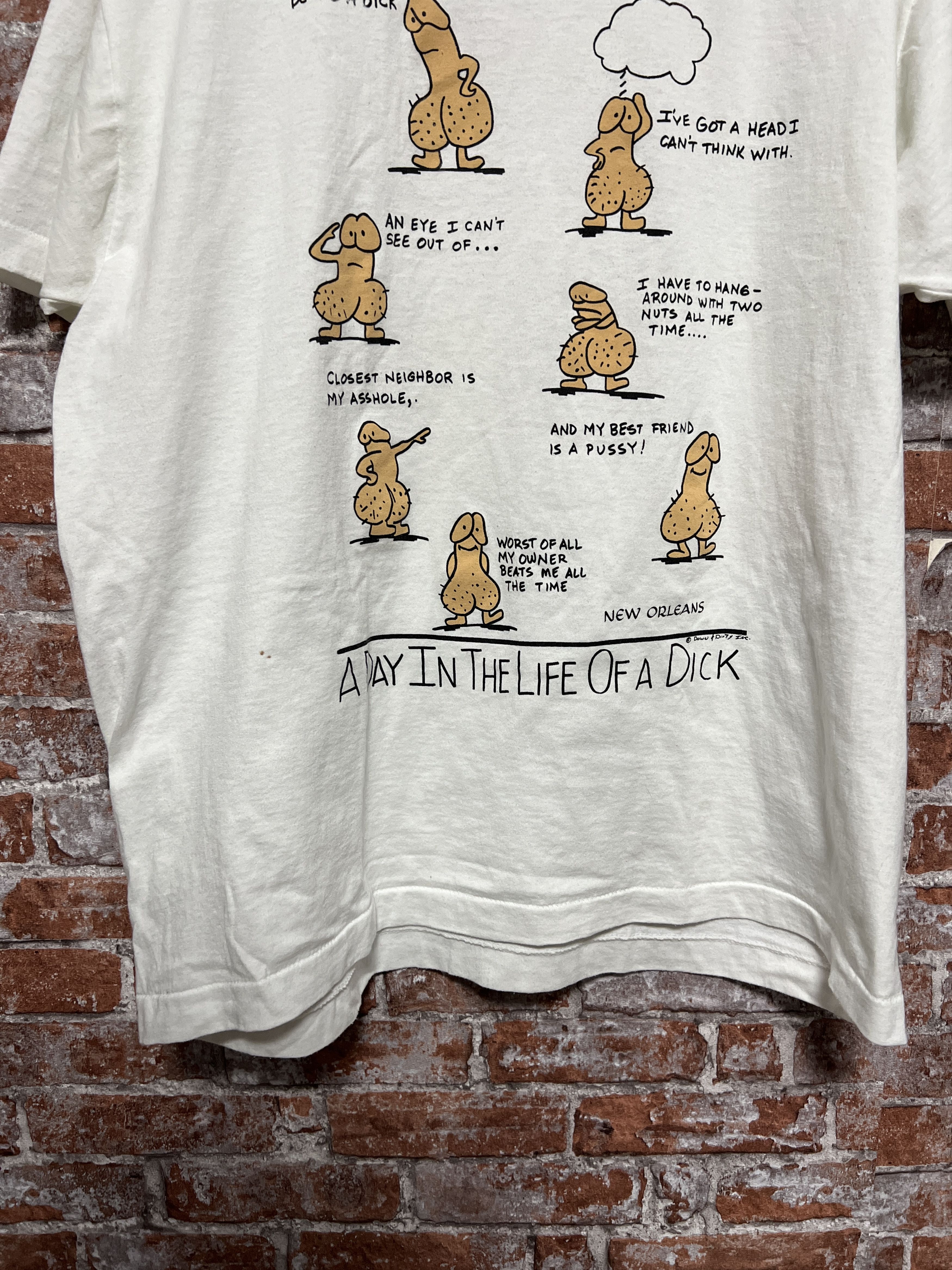 Vintage Vintage 90s A Day In The Life Of A Dick Funny Humor T-shirt Size US XL / EU 56 / 4 - 8 Thumbnail