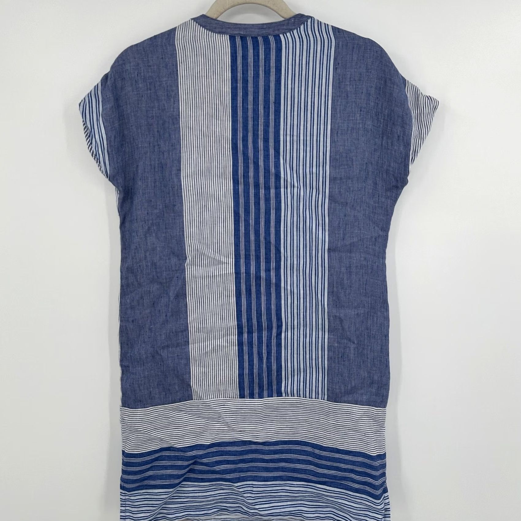 Vineyard Vines VINEYARD VINES Dress Womens 0 Blue White Striped Linen Tassel Boho Tunic Summer Shirt Dress Beach Resort Bohemian Cap Sleeve V-Neck Casual Womens Size XS / US 0-2 / IT 36-38 - 6 Thumbnail