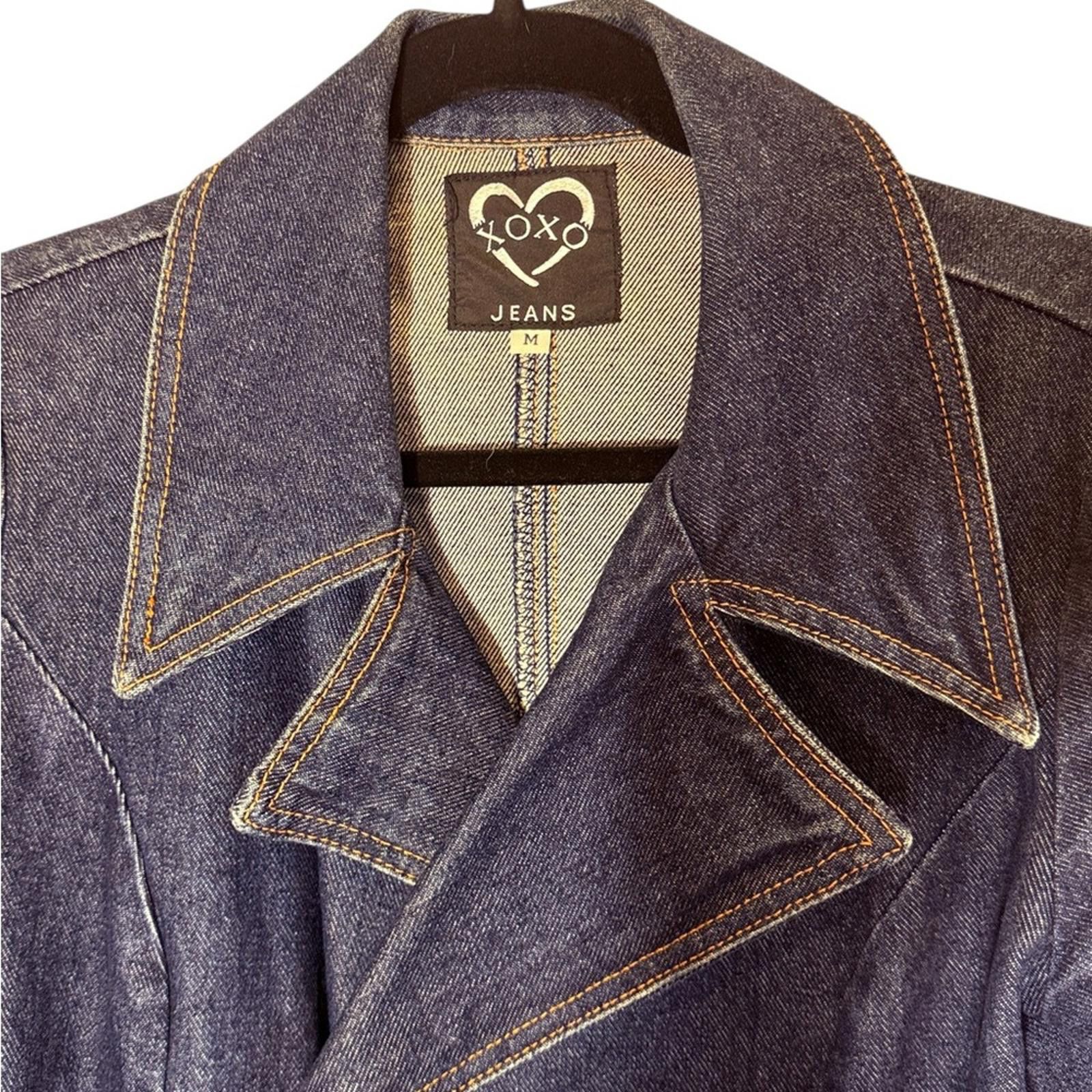 XOXO XOXO Dark Blue Double Breasted Denim Jacket sz M w/Flaw Size M / US 6-8 / IT 42-44 - 2 Thumbnail