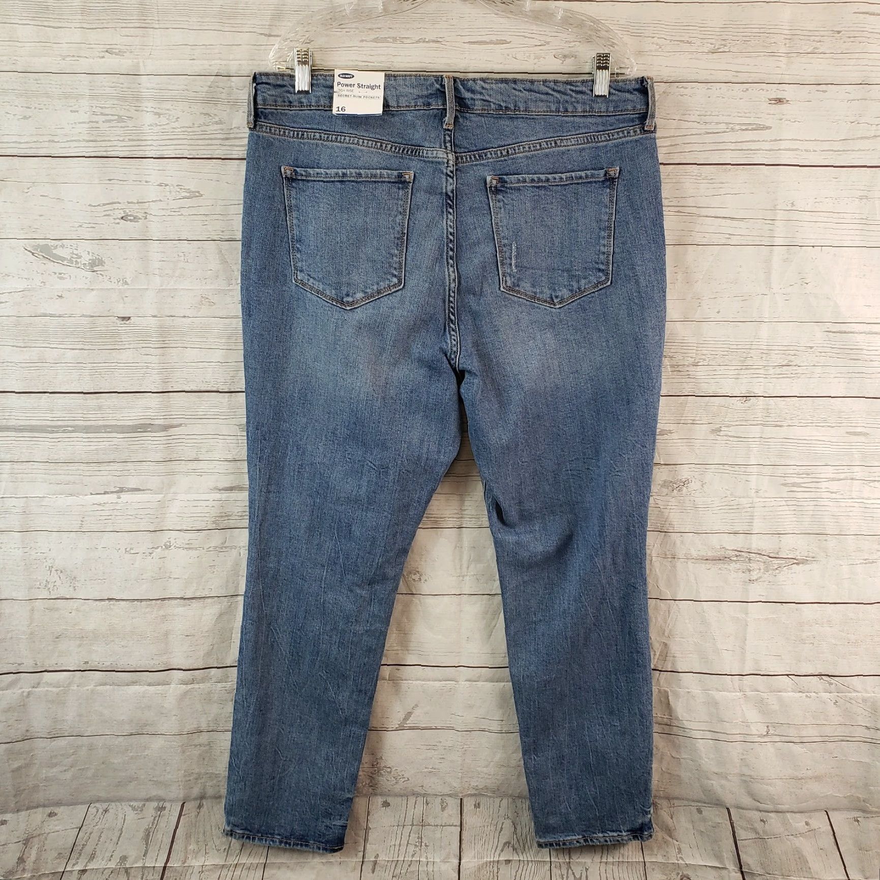 Old Navy Old Navy Womens Jeans Sz 16 Power Straight High Rise Blue Distressed Size 38" / US 16 / IT 52 - 3 Thumbnail