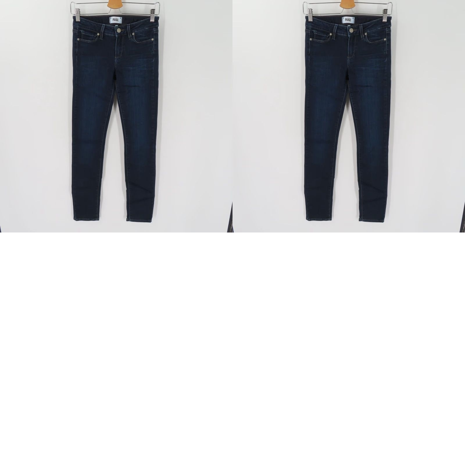 Paige Paige Skyline Jeans Womens 26 Skinny Solid Blue Dark Wash Denim Cotton Blend Size 26" / US 2 / IT 38 - 8 Thumbnail