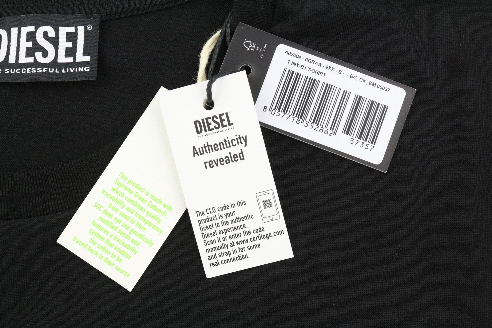 Diesel T-INY-B1 S Black Tricot Crew Collar T-Shirt 84101 Size US S / EU 44-46 / 1 - 5 Thumbnail