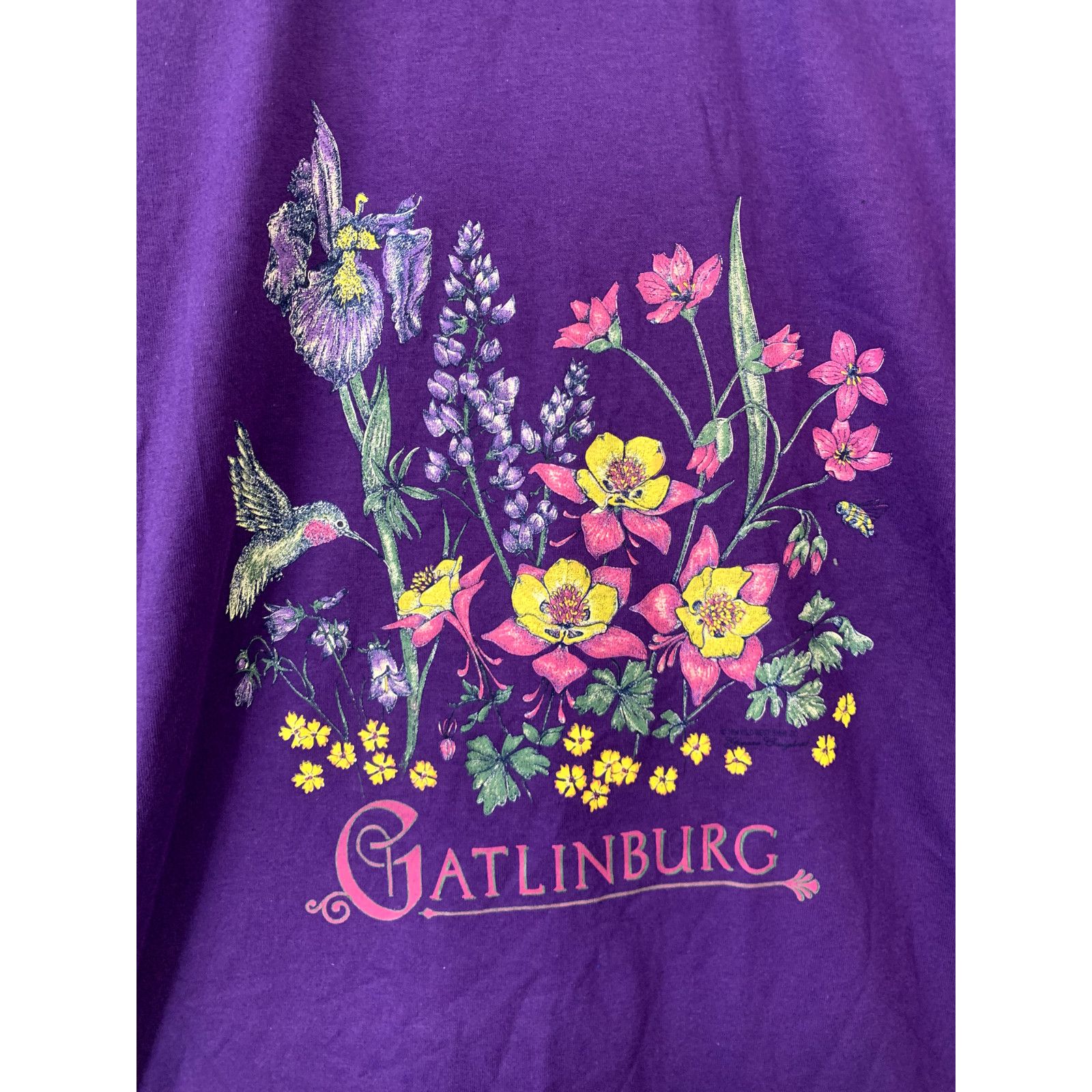Jerzees Vintage Flower Shirt Gatlinburg Purple T-Shirt Tee VTG Large Size US L / EU 52-54 / 3 - 2 Thumbnail