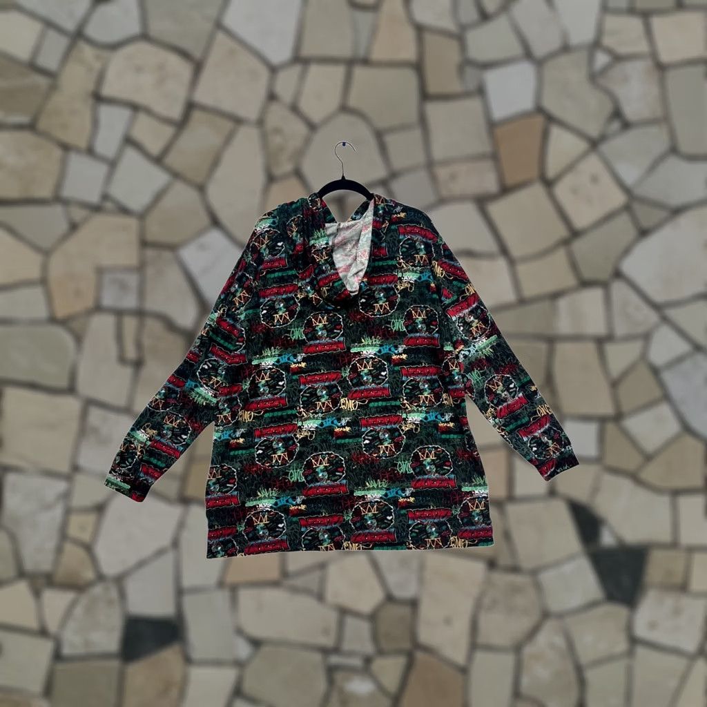 Vintage One Stop Up Hoodie Graffiti Print Womens 2XL Red Pullover Seasonal Fall Activewear Size XXL / US 16-18 / IT 52-54 - 1 Thumbnail