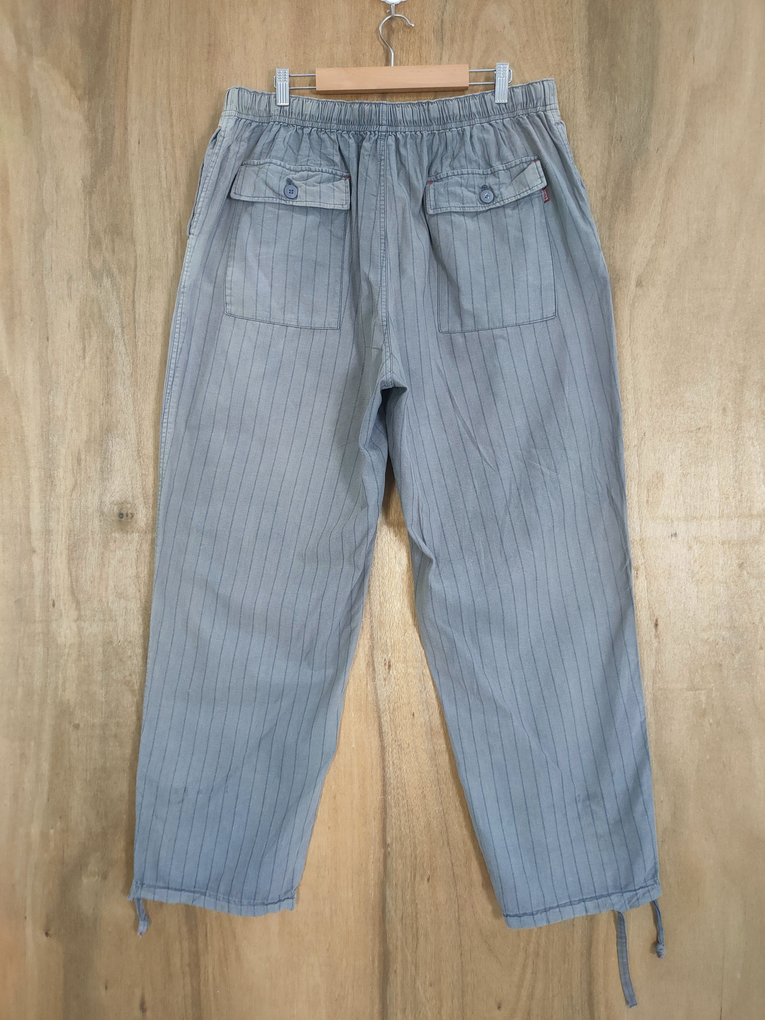Japanese Brand VINTAGE SPRING WAIST FADED BROWN STRIPED BAGGY PANTS Size US 38 / EU 54 - 2 Thumbnail