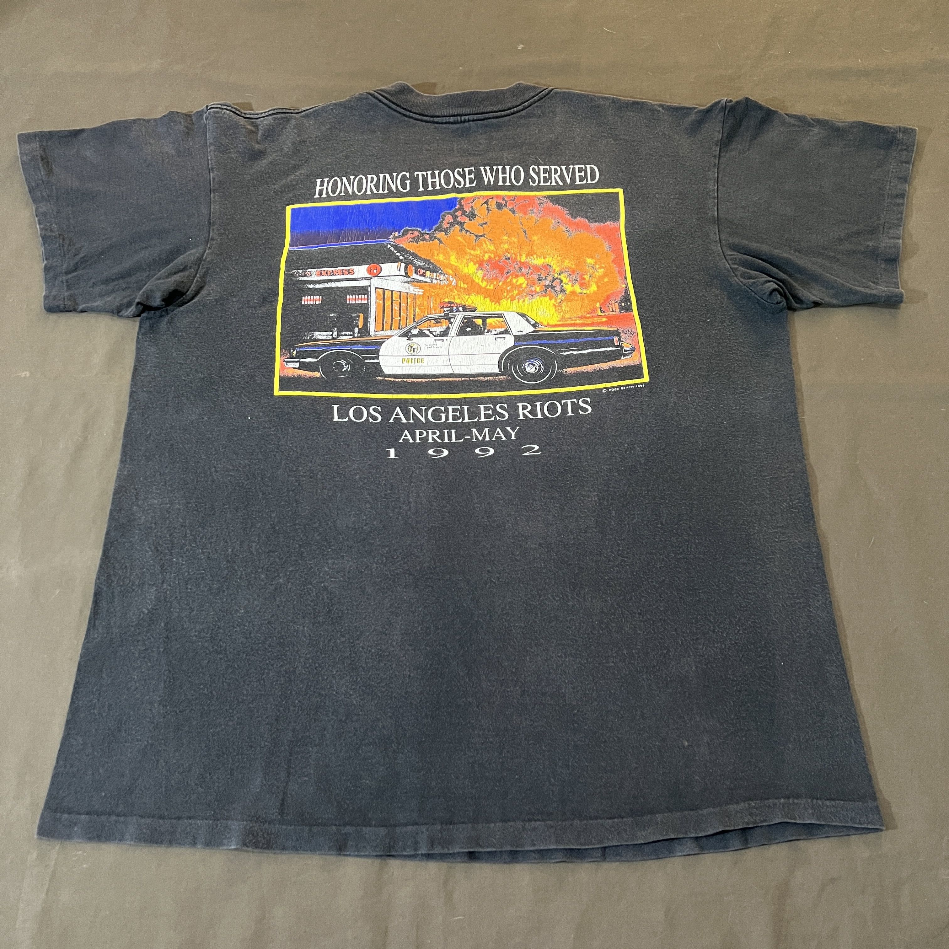 Vintage Vintage 1992 Los Angeles Riots Tee Faded LAPD Rodney King Size US XL / EU 56 / 4 - 4 Thumbnail