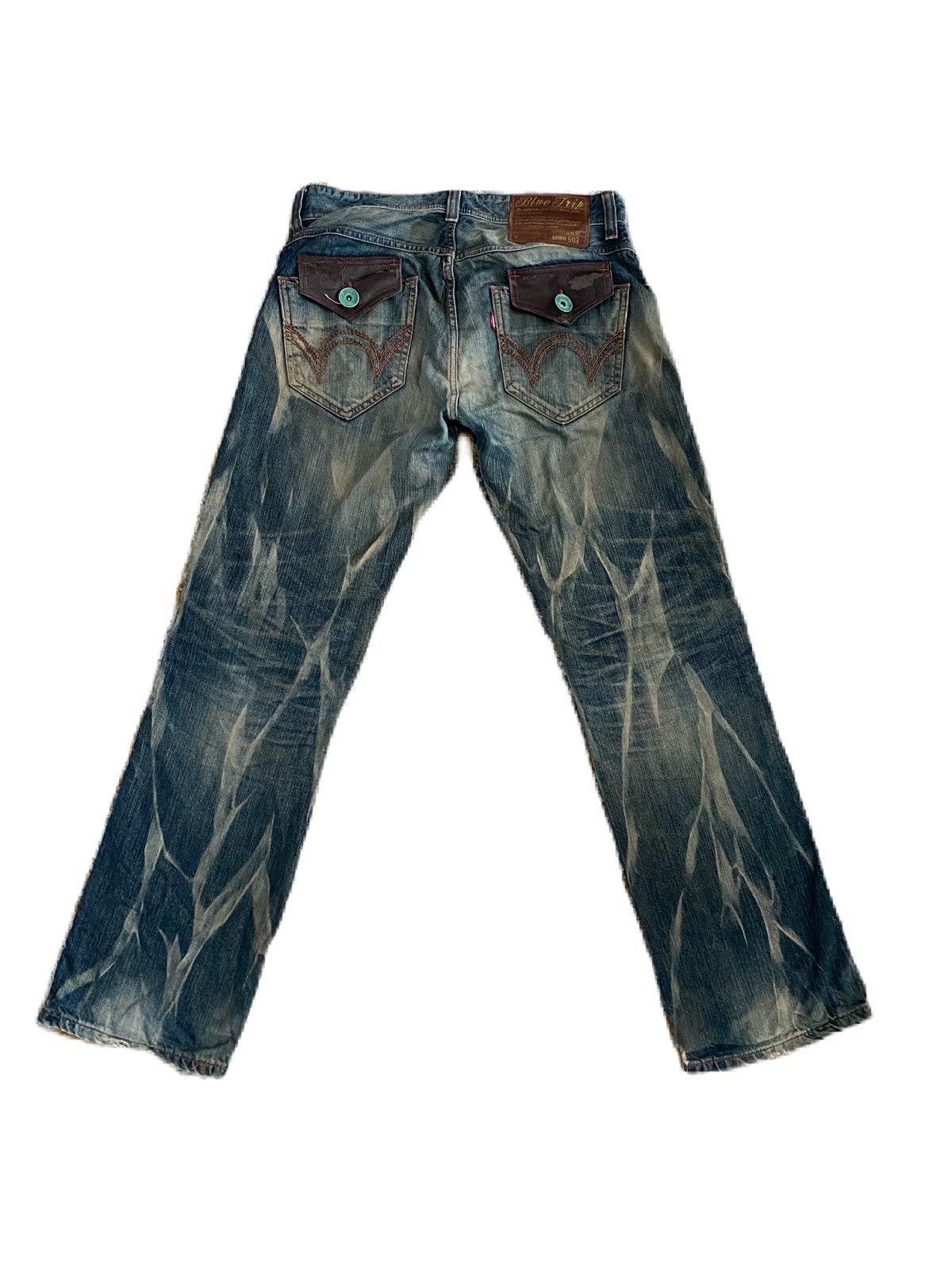 Edwin EDWIN BLUE TRIP NATURAL DISTRESS ABSTRACT DENIM RARE Size US 34 / EU 50 - 2 Thumbnail