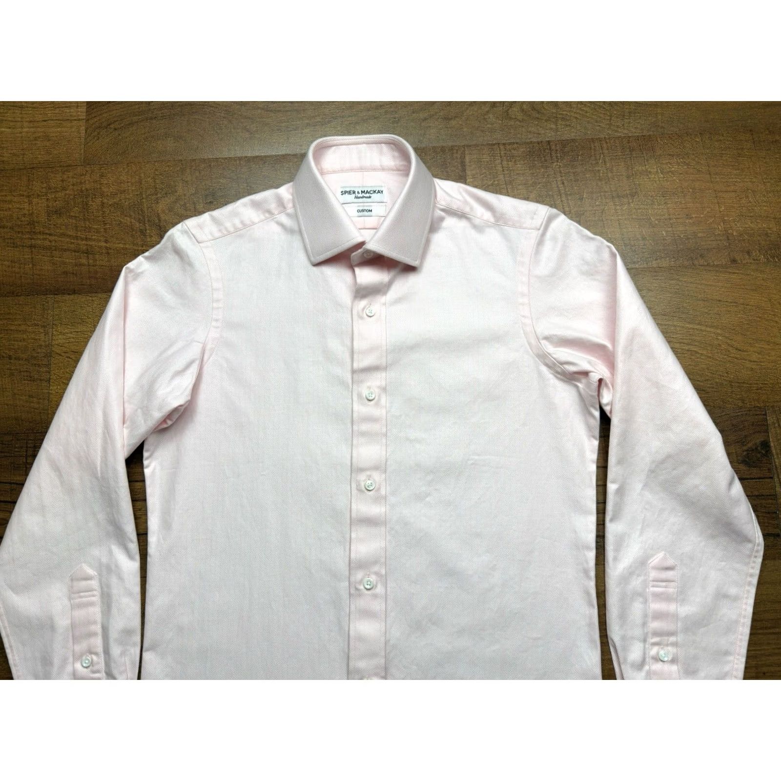 Pinko Spier & Mackay Dress Shirt Oxford Cotton Button Down 16-35 Pink Herringbone Long Sleeve 100% Cotton Mens Regular Size 16 Neck 16 in Size US L / EU 52-54 / 3 - 4 Thumbnail
