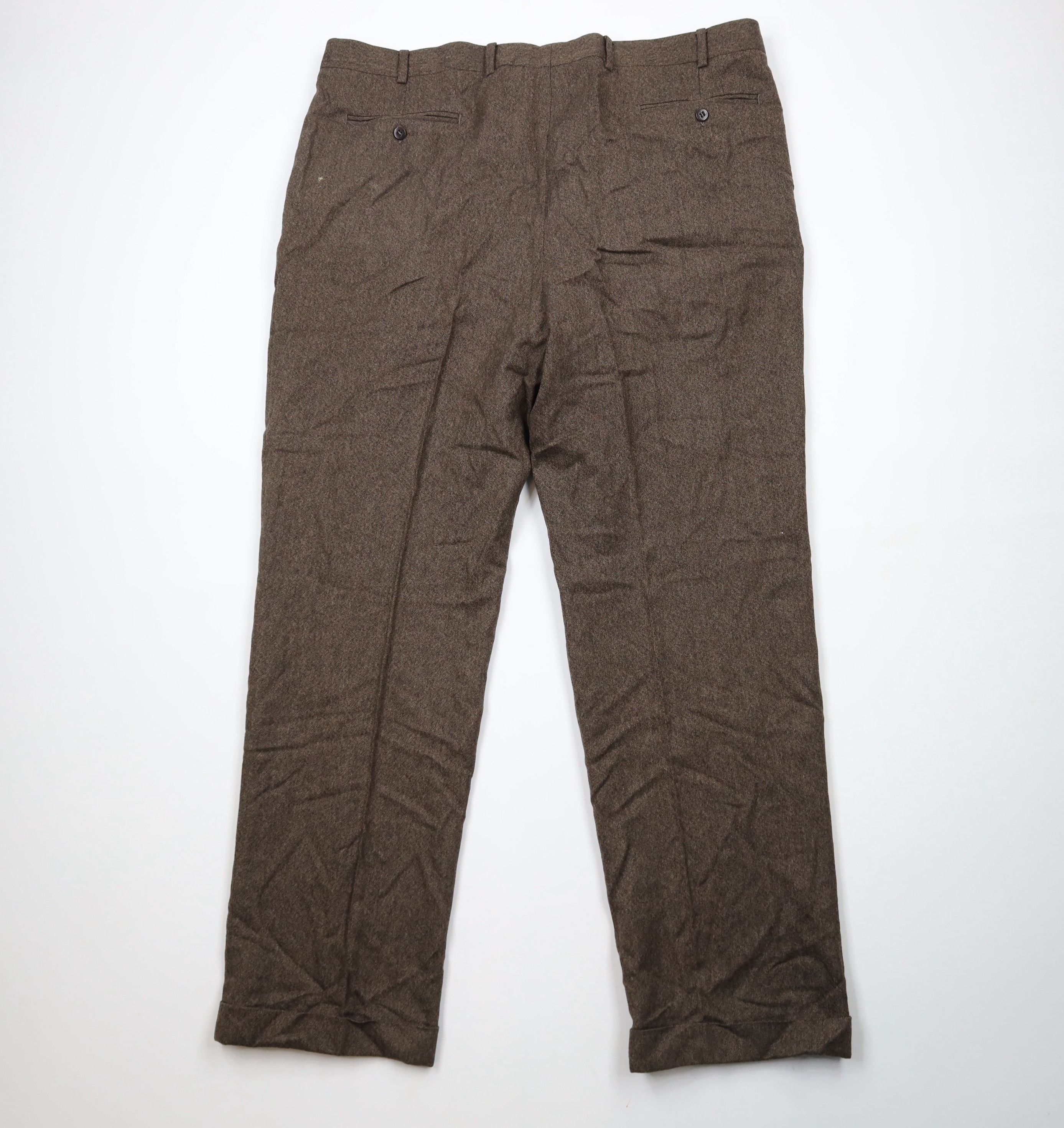 Vintage Vintage 90s Streetwear Wool Cashmere Tweed Chino Pants Brown Size US 44 / EU 60 - 8 Thumbnail