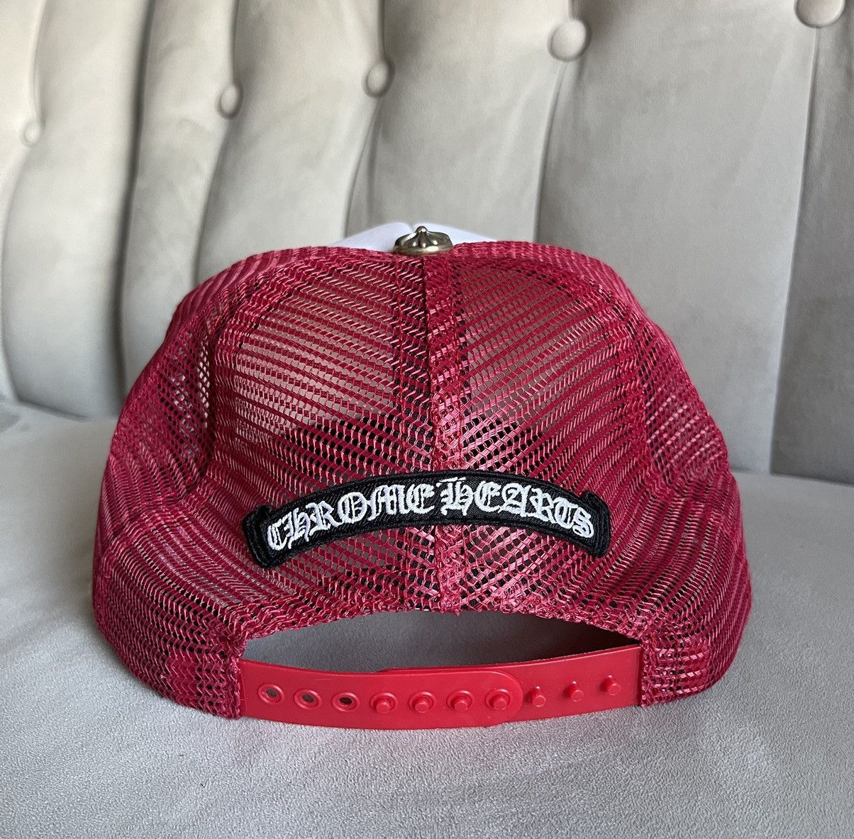 Chrome Hearts Chrome Hearts Hollywood Cross "King Taco" Red Trucker Hat Size ONE SIZE - 3 Thumbnail