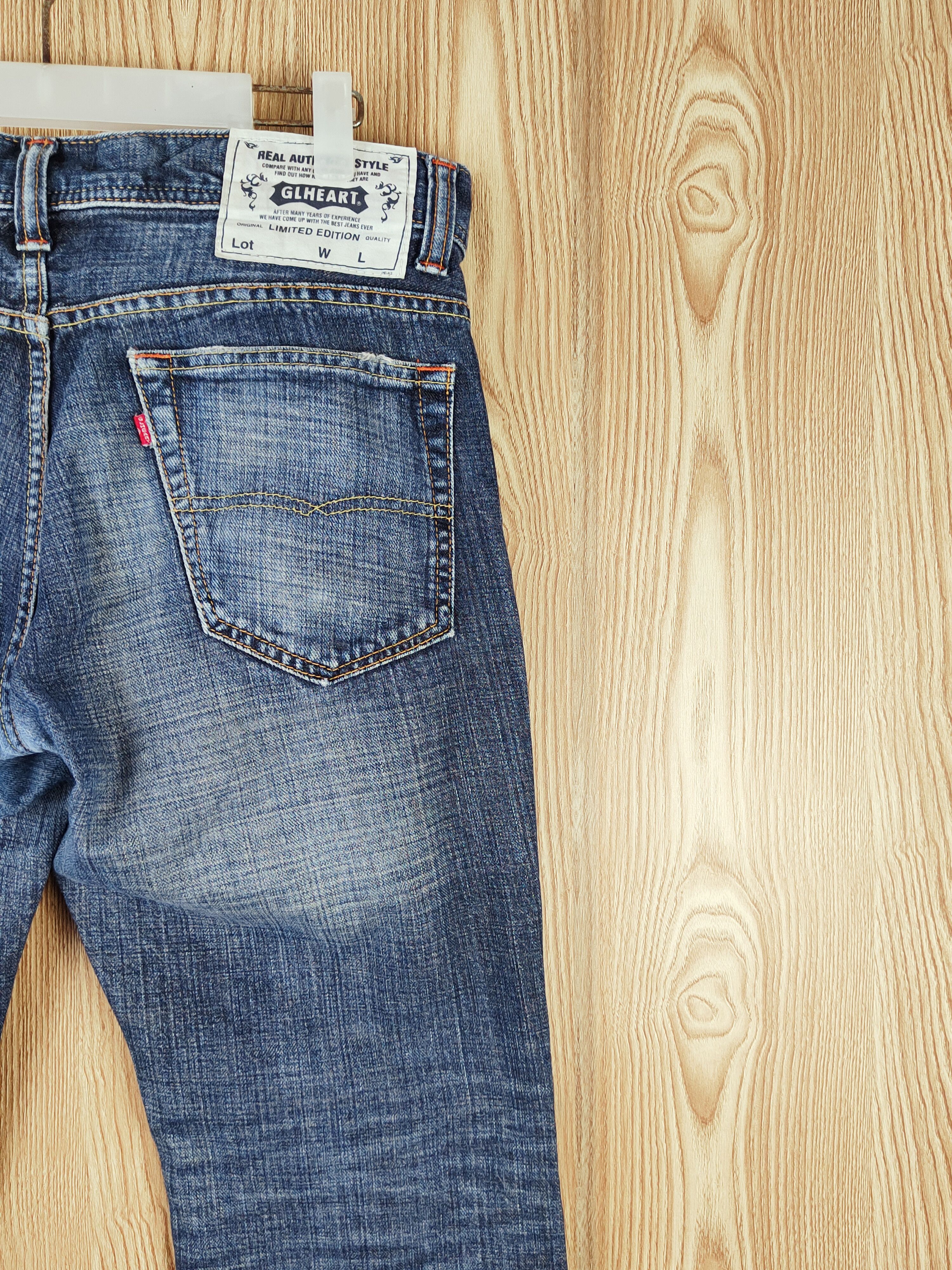 Japanese Brand GLHeart Dark Blue Distressed Ripped Jeans #S2690 Size 33" - 11 Thumbnail