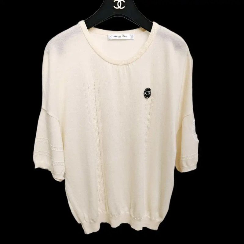 Dior Dior Spring Beige Wool Short Sleeve Top 0089 Size M / US 6-8 / IT 42-44 - 1 Thumbnail