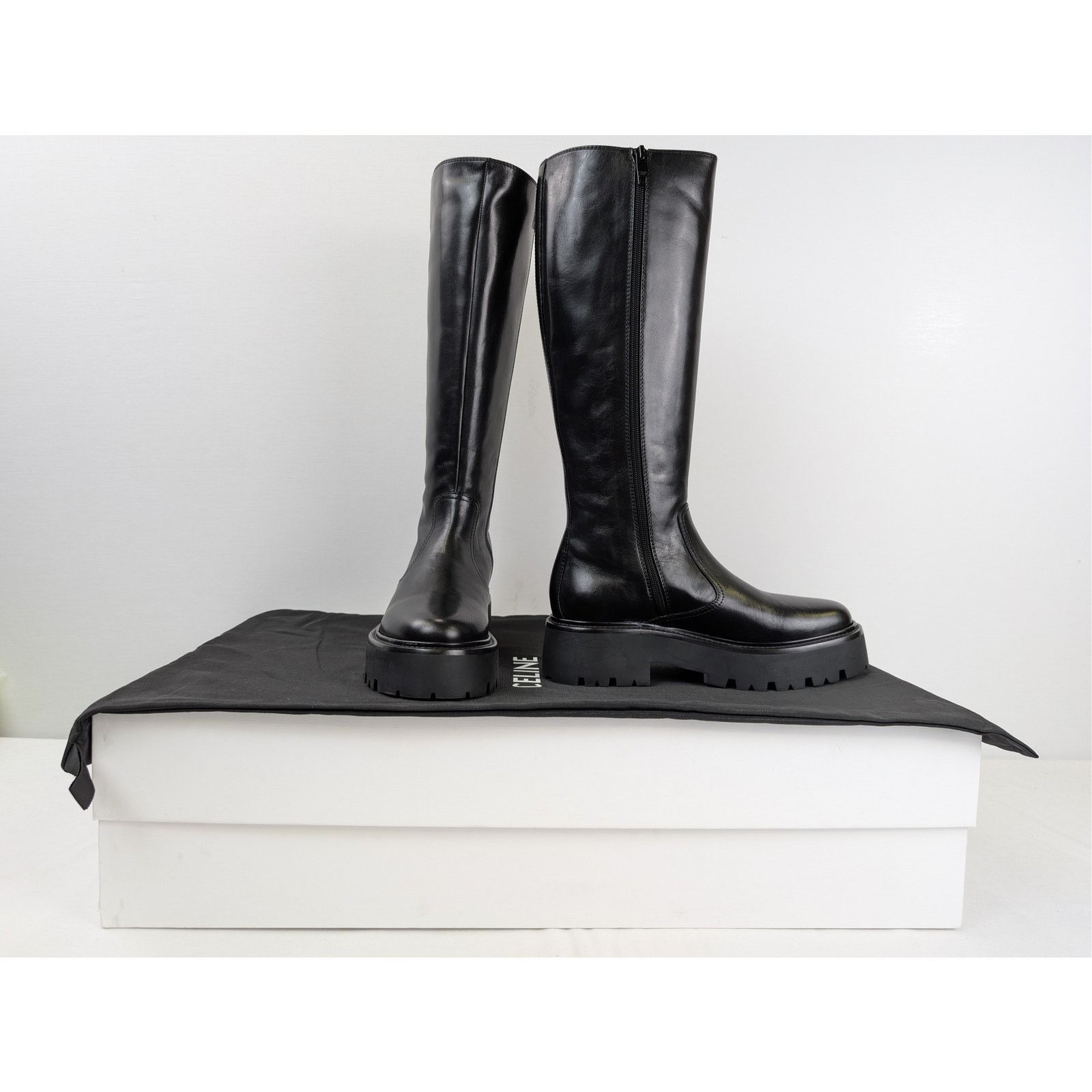 Celine o1rshd1 Bulky Zipped Boots leather with Triomphe signature Size US 9 / IT 39 - 18 Thumbnail