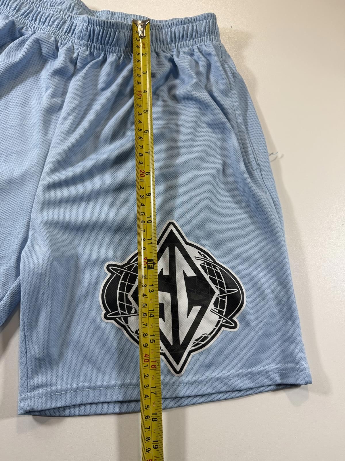 The Unbranded Brand Light Blue Athletic Mesh Shorts with Logo Size US 36 / EU 52 - 5 Thumbnail