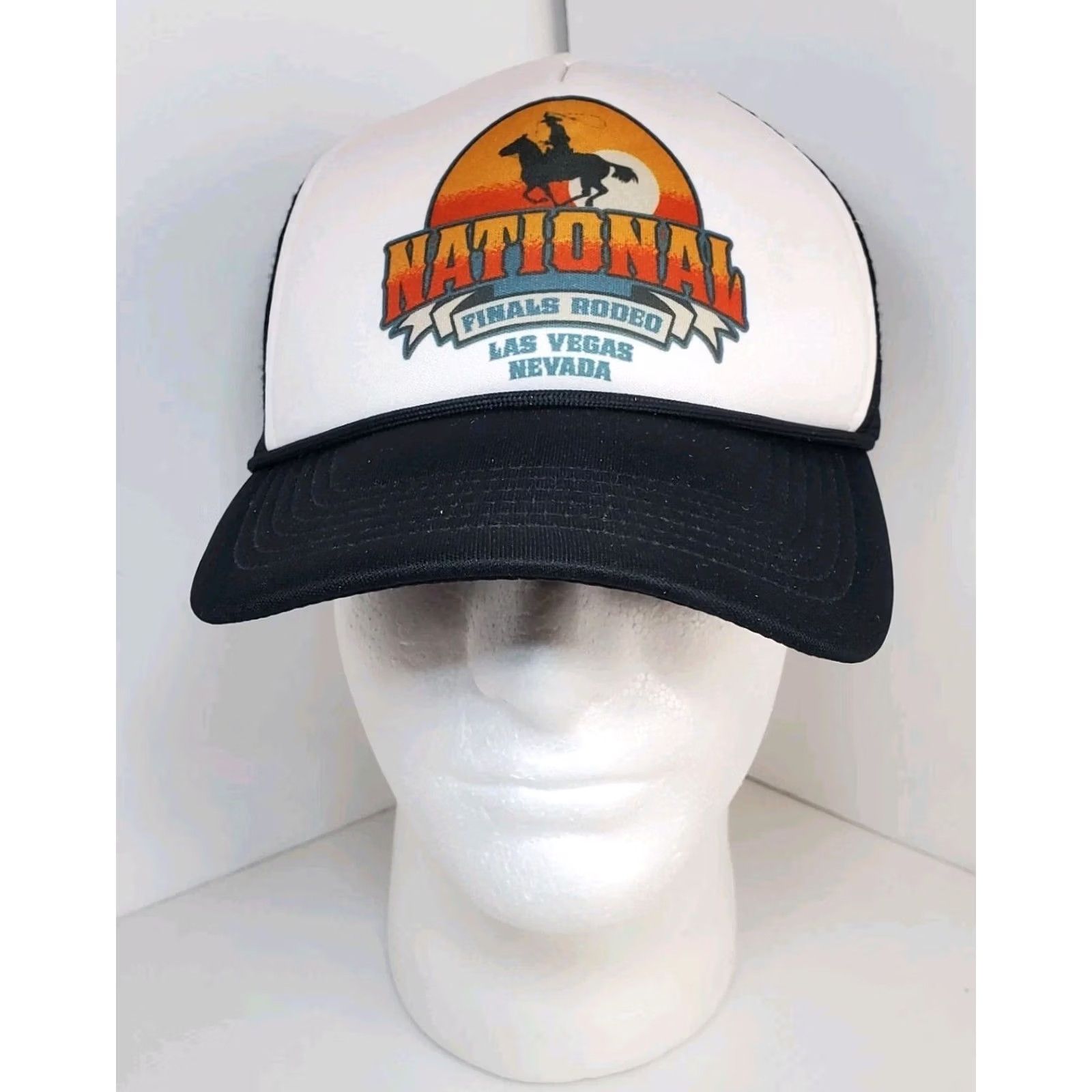 Vintage Mens Western Trucker Hat - Rodeo Championship Las Vegas Black Adjustable One Size Hat Size ONE SIZE - 2 Thumbnail