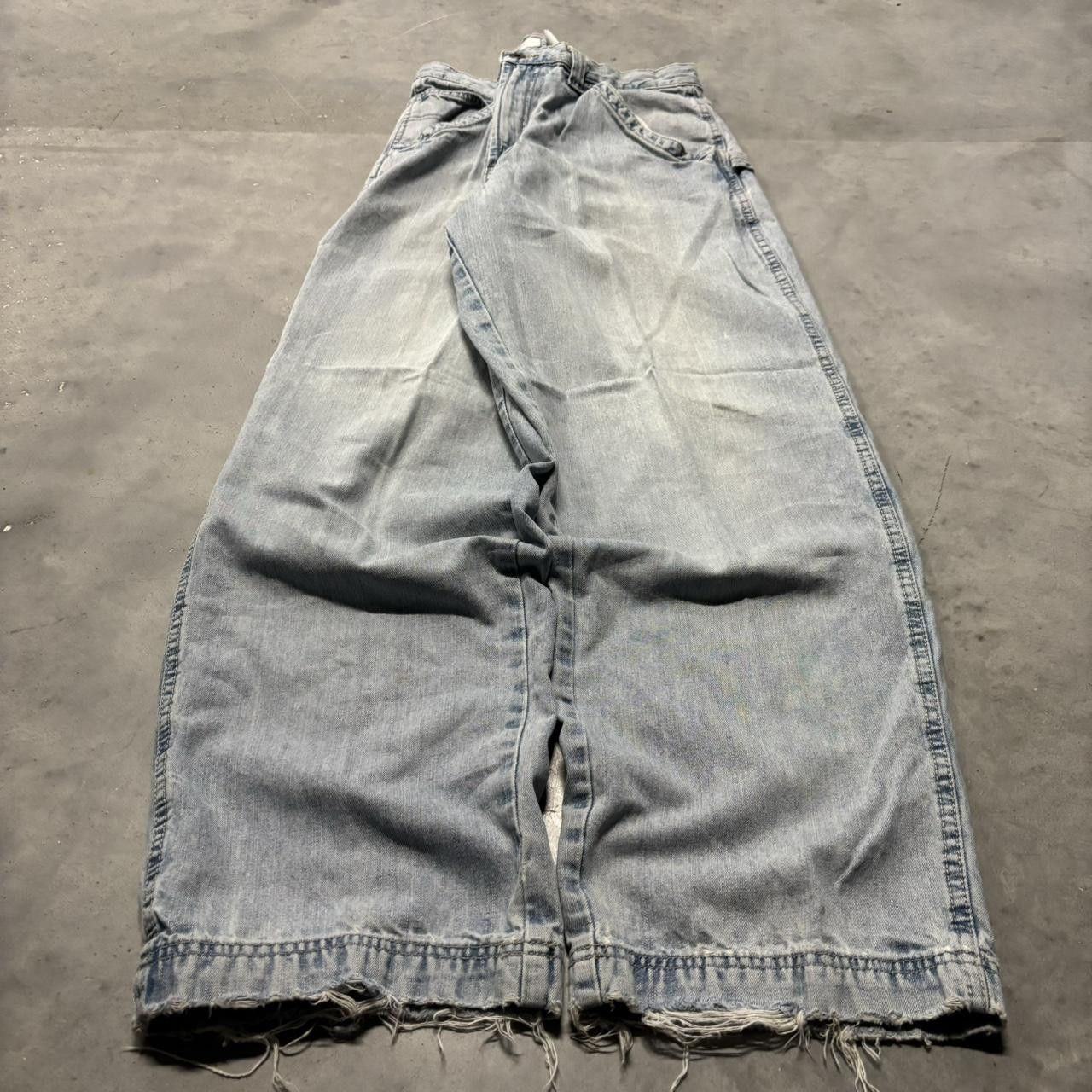 Japanese Brand × Vintage Crazy Vintage Y2K/2000s Baggy Light Wash Skater Distressed Carpenter Denim Jeans! Size US 34 / EU 50 - 3 Thumbnail