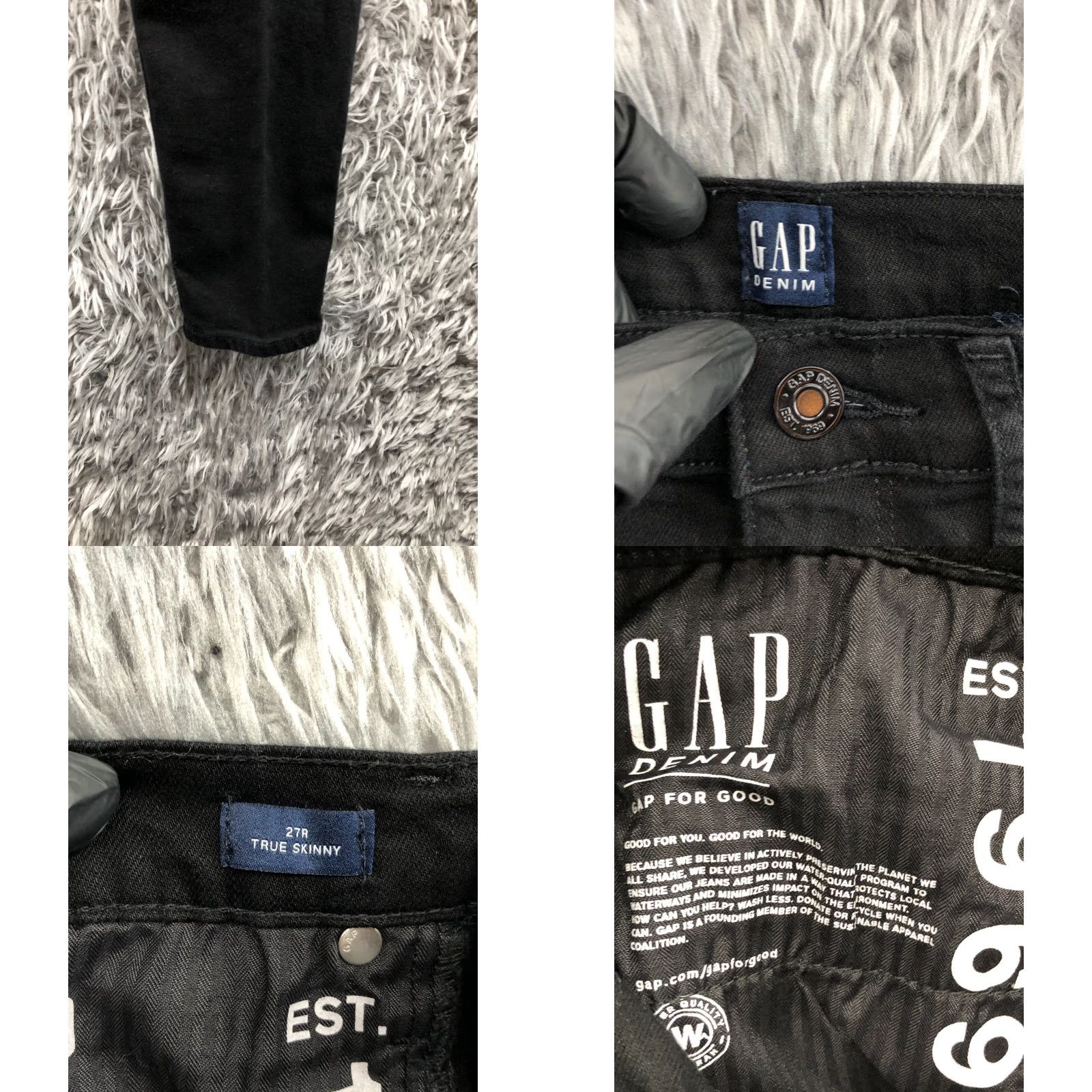 Gap VINTAGE Gap True Skinny Jeans Size 27 Womens Dark Wash Black Size 27" / US 4 / IT 40 - 8 Thumbnail