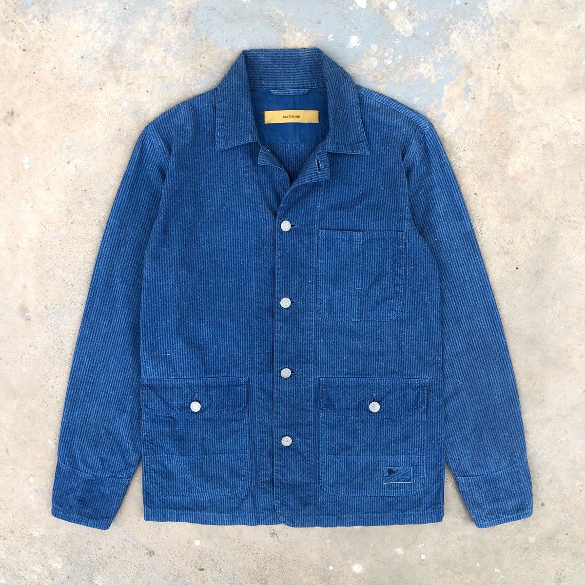 Backbone Vintage BACKBONE Striped Cotton Chore Denim Jacket Size US M / EU 48-50 / 2 - 1 Thumbnail