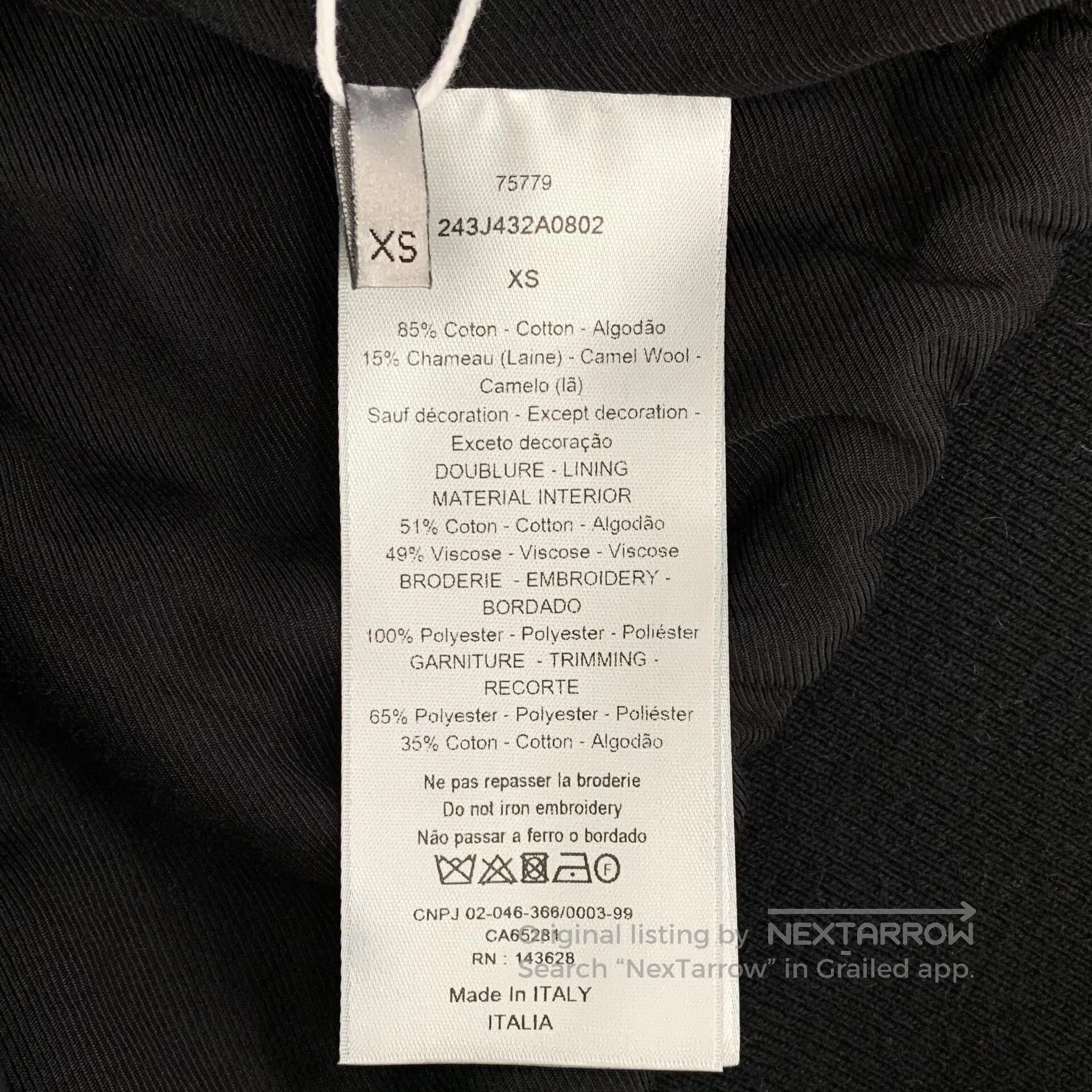 Dior Dior Black Logo Embroidered Cotton Zip Jacket. Size US XS / EU 42 / 0 - 6 Thumbnail