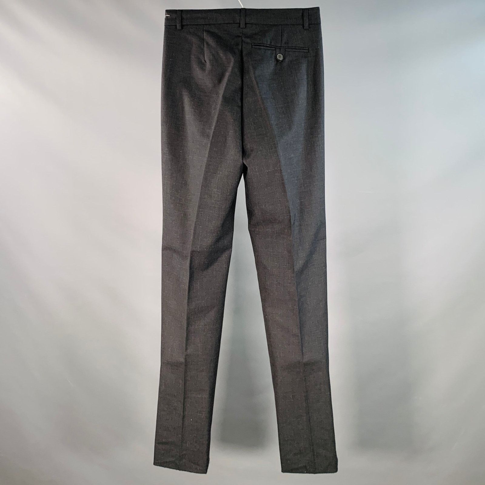 agnes b. Size 28 Grey Charcoal Wool Pleated Tapered Dress Pants Size US 28 / EU 44 - 2 Thumbnail