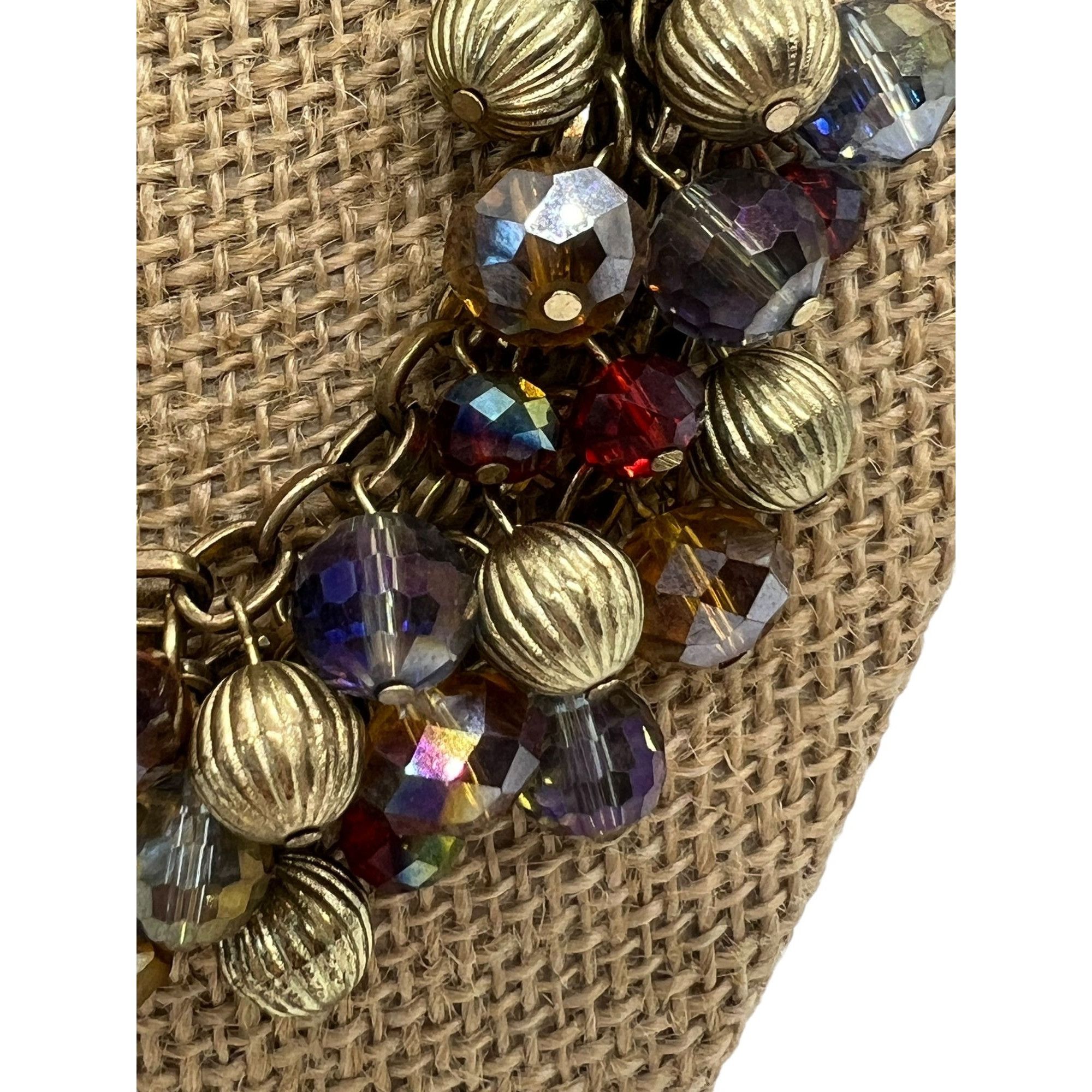 Other Iridescent Glass Bead Gold Tone Bib Necklace Statement Adjus Size ONE SIZE - 2 Thumbnail