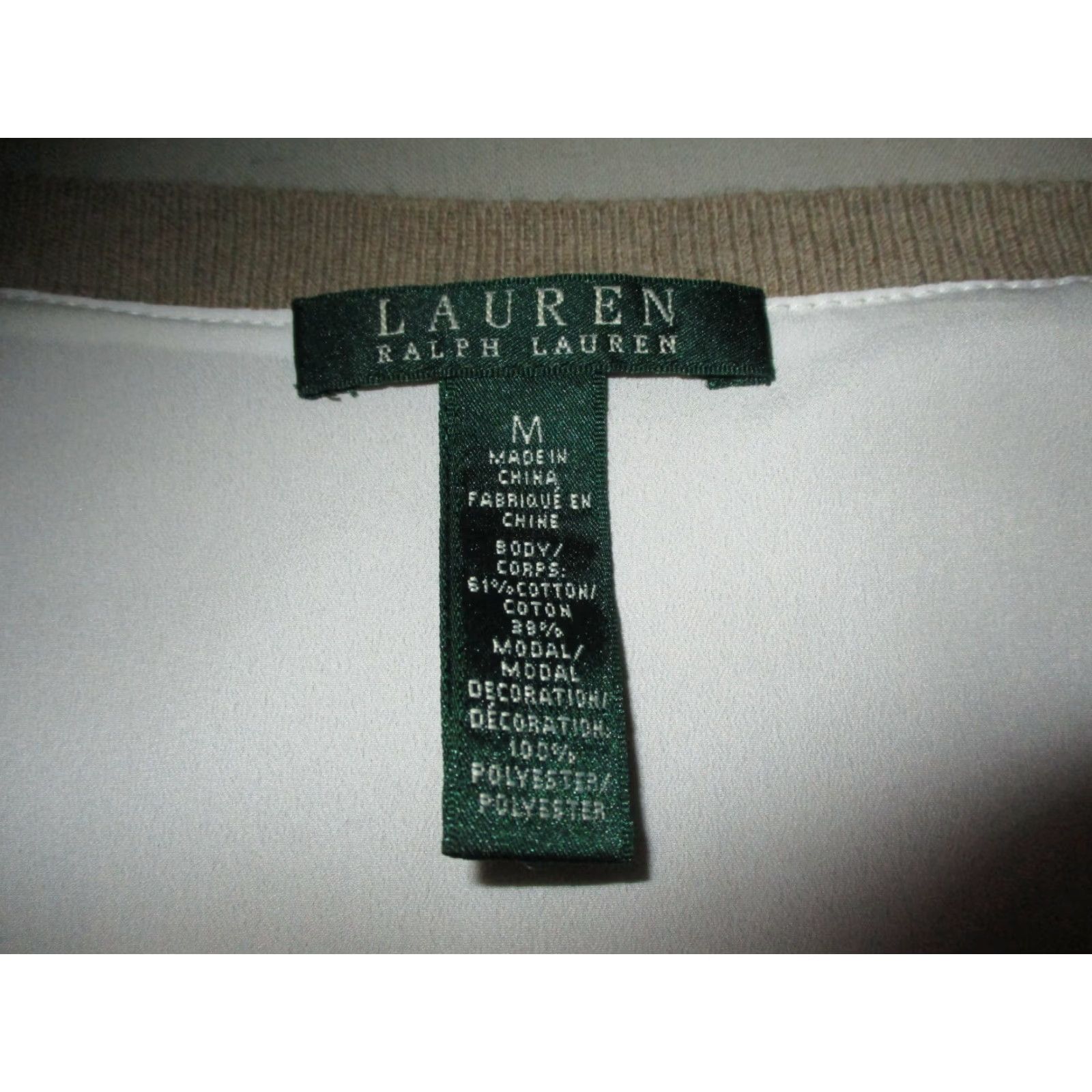 Ralph Lauren LAUREN Ralph Lauren Top Shirt Women Tan Cotton Modal Blend M Long Sleeve Boat Neck Casual Modern Fits Regular Vintage No N/A Size M / US 6-8 / IT 42-44 - 6 Thumbnail