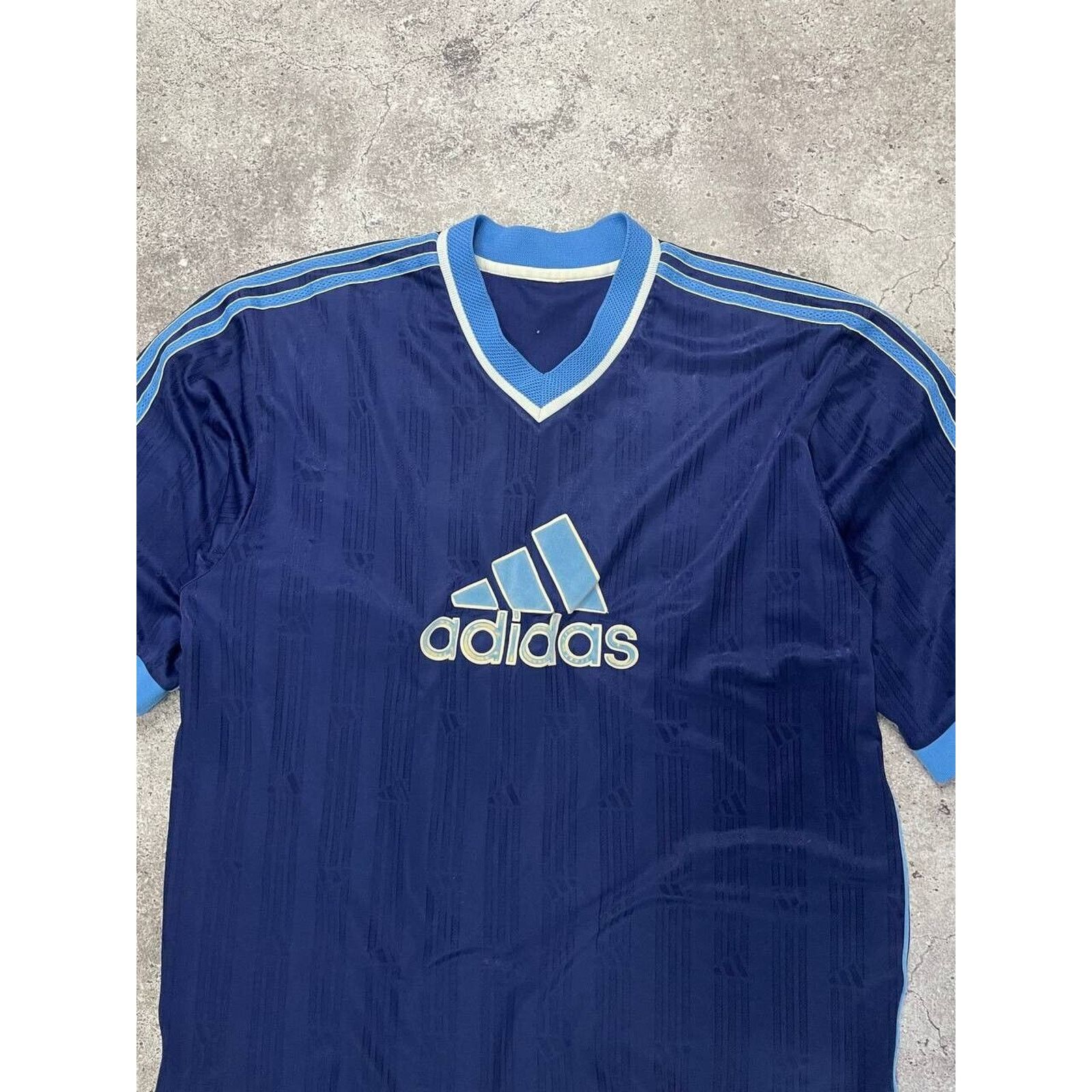Adidas × Vintage Vintage Adidas Navy Blue V-Neck Soccer Jersey XL Sportswear Size US XL / EU 56 / 4 - 3 Thumbnail