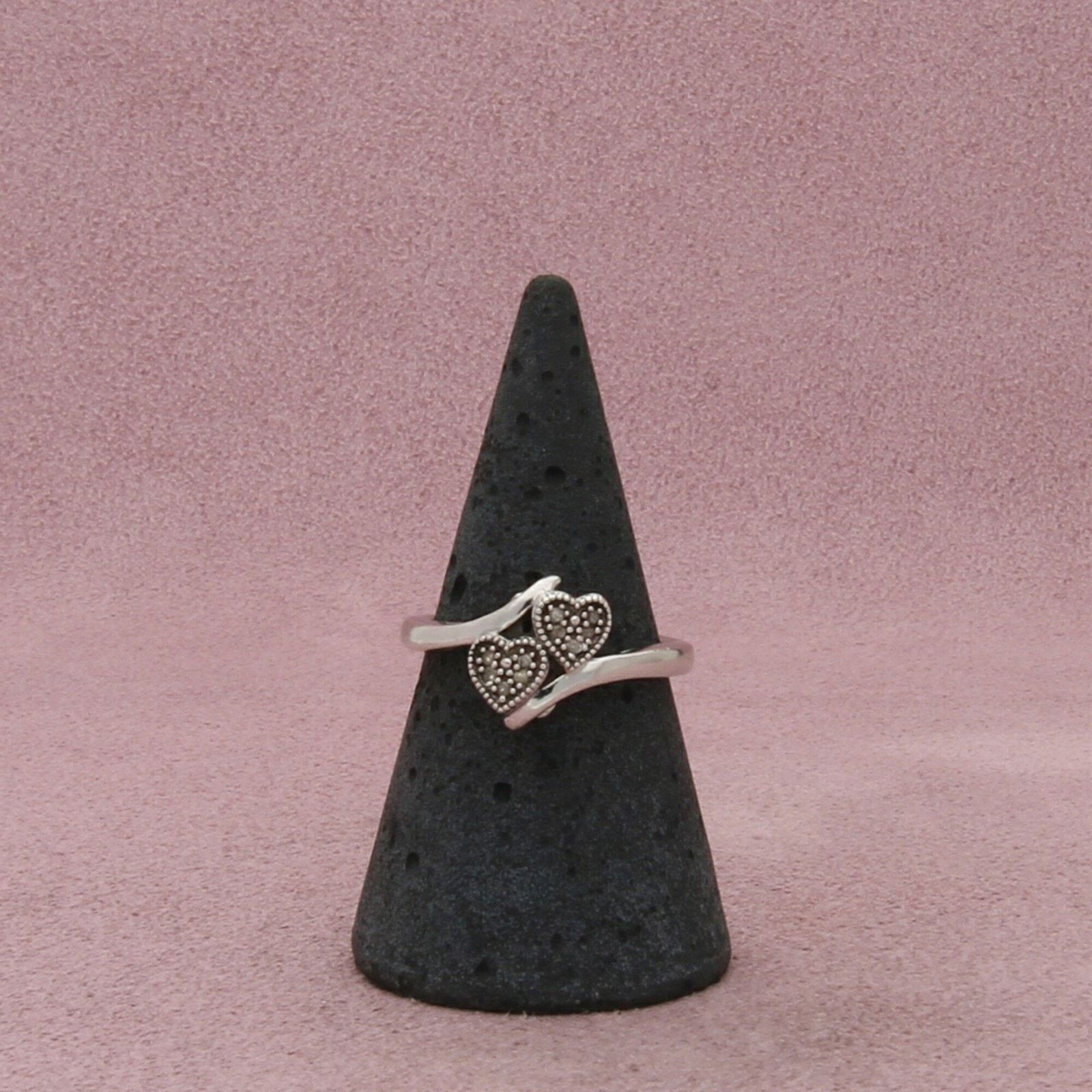 Sterling Silver sterling silver pave diamond hearts ring size 6.75 Size ONE SIZE - 3 Thumbnail
