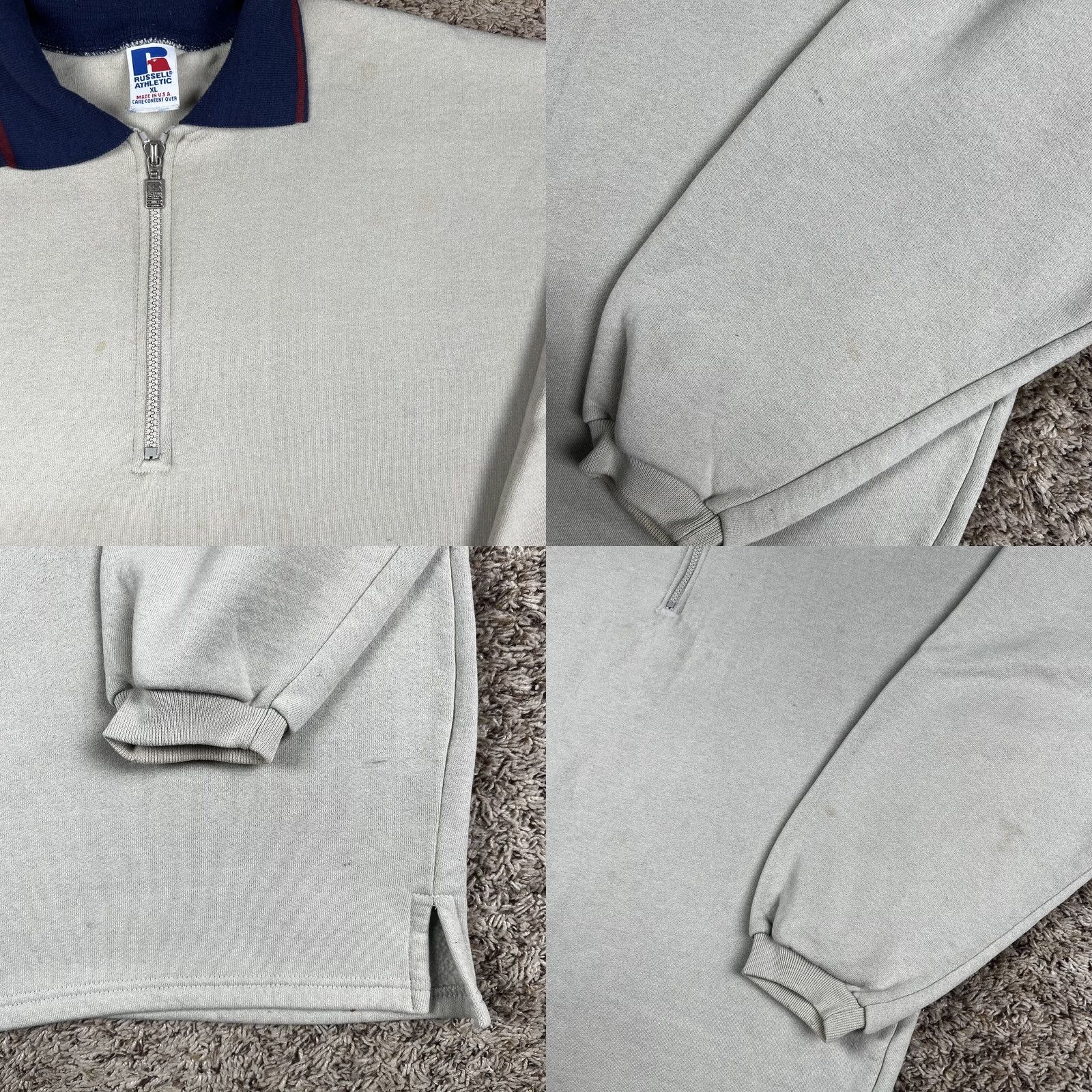 Russell Athletic VINTAGE Russell Athletic Sweatshirt Beige Quarter Zip Pullover XL Men 90s Logo Zipper Pullover Decade Odds & Ends Size US XL / EU 56 / 4 - 9 Thumbnail