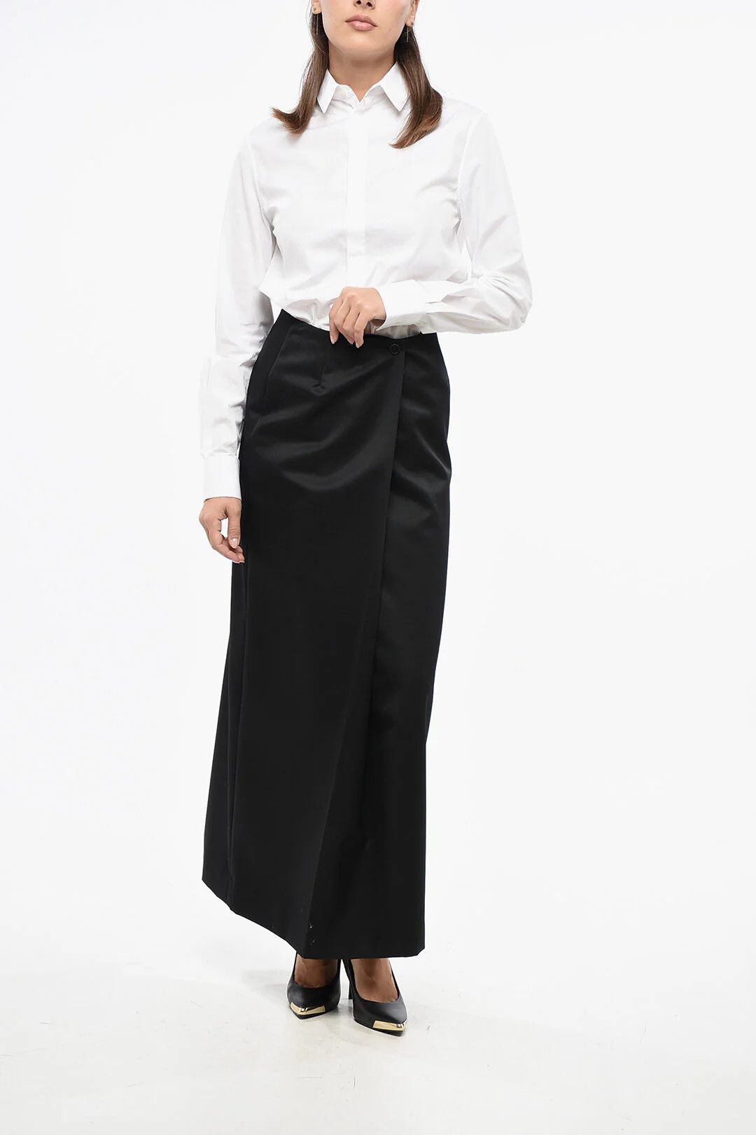 Givenchy og1mm0326 Wool-Blend Maxi Skirt in Black Size 27" / US 4 / IT 40 - 4 Thumbnail