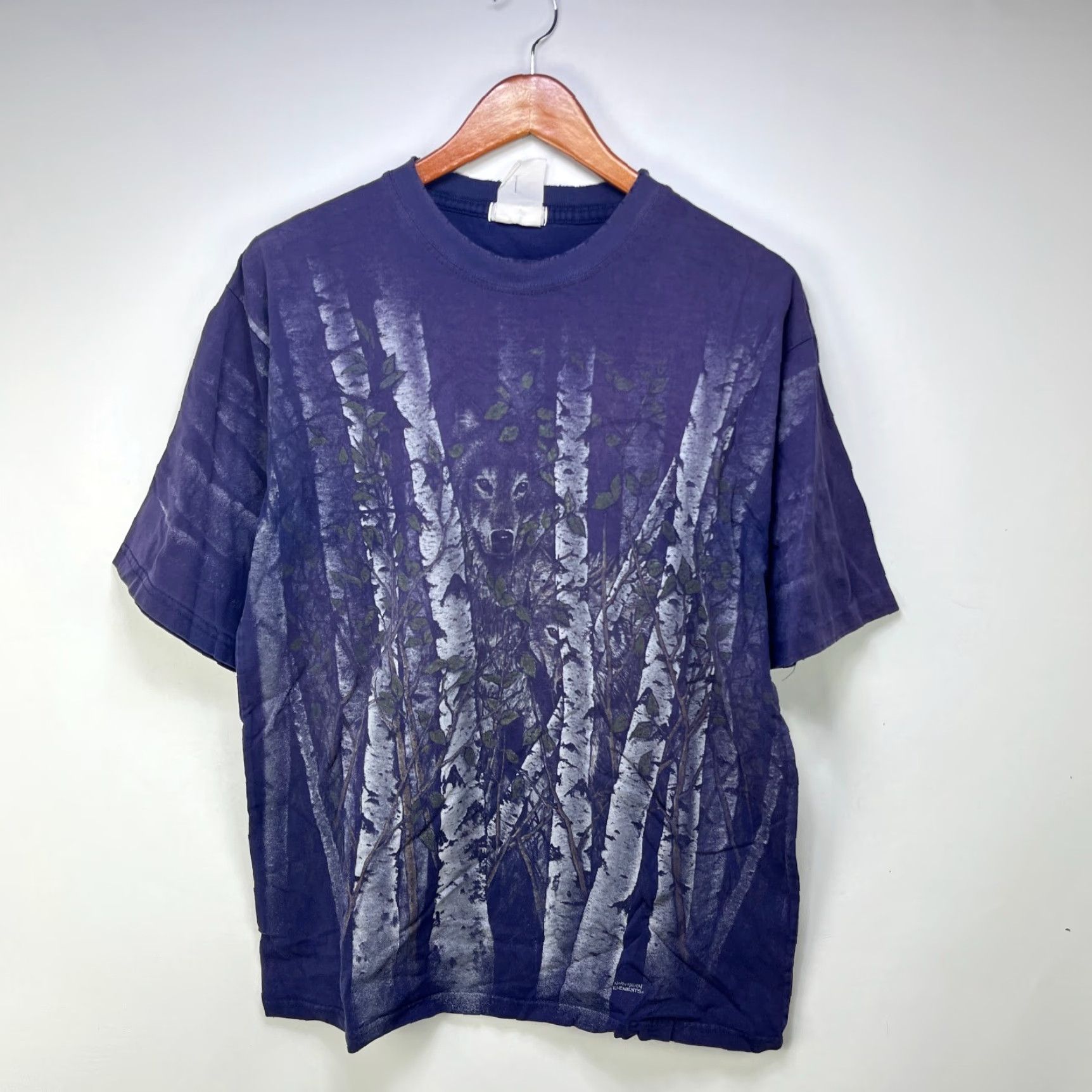 Vintage VINTAGE Wolf Animal Nature Faded T-Shirt Large 90s Mens Blue Cotton Crew Neck Short Sleeve T-Shirt Size US L / EU 52-54 / 3 - 2 Thumbnail