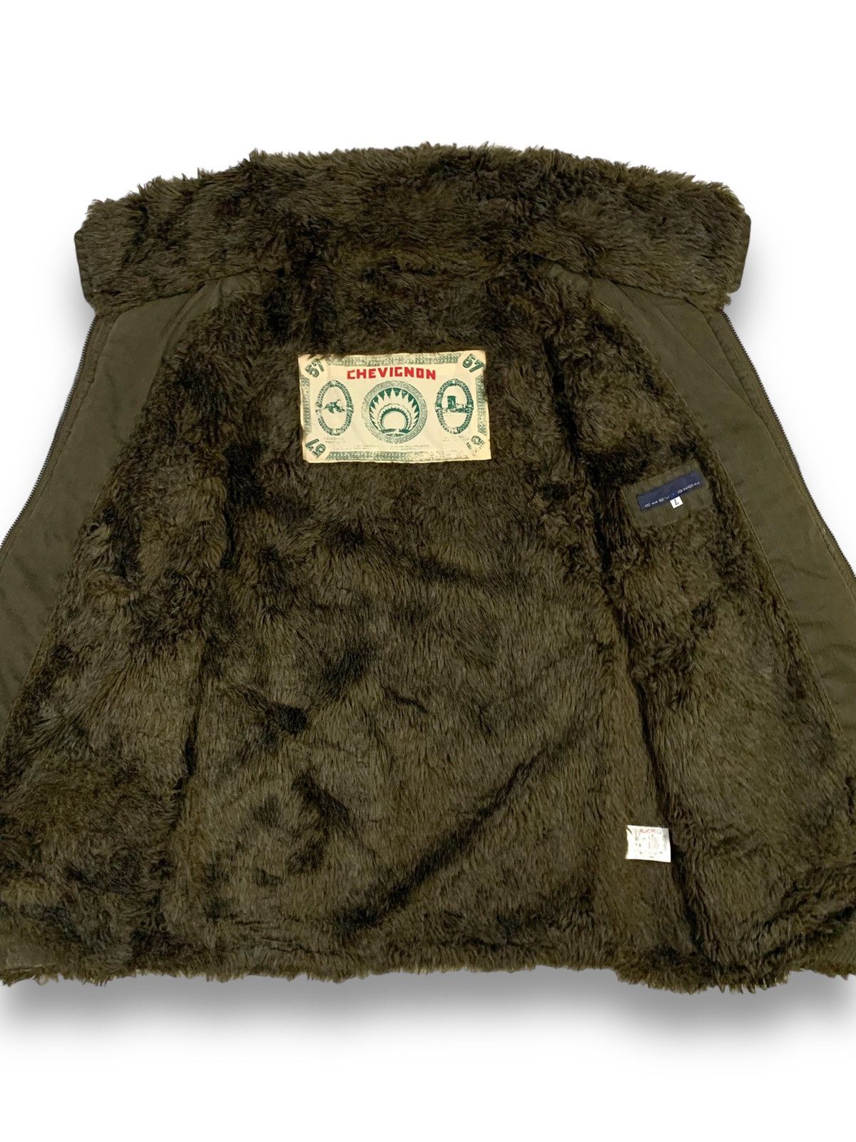 14th Addiction Vintage Chevignon Canvas Sherpa Fur Lined Punk Style Jacket Size US L / EU 52-54 / 3 - 4 Thumbnail