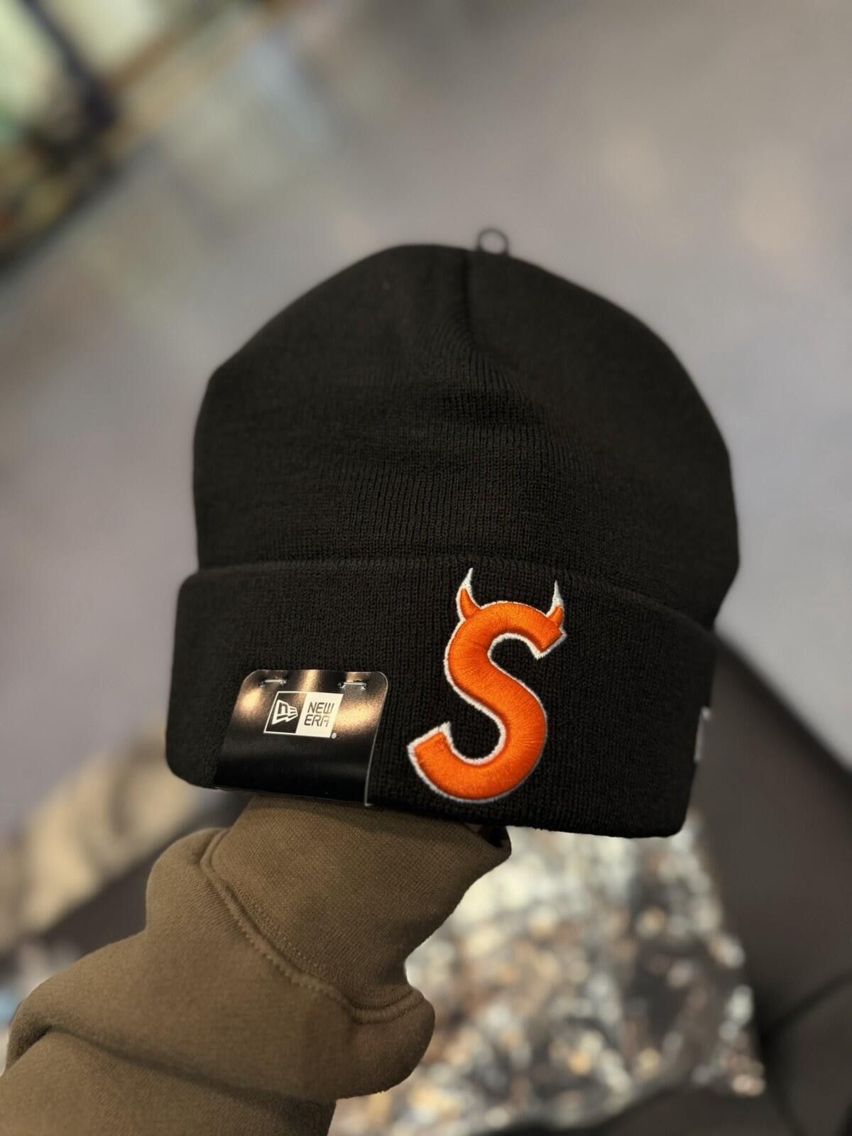 Supreme Supreme New Era Devil S Logo Beanie - Black Orange Stripe Size ONE SIZE - 3 Thumbnail