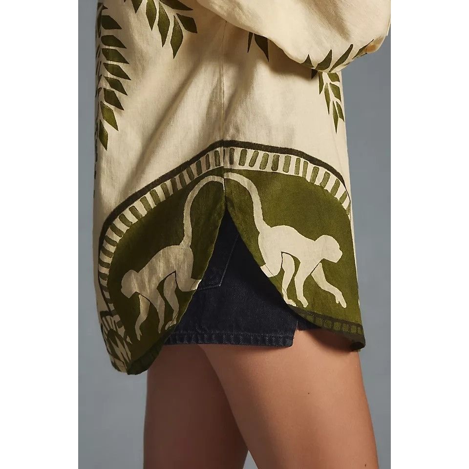 Anthropologie Eugenia Fernández Rihad Monkey Print Buttondown Blouse Size XS / US 0-2 / IT 36-38 - 4 Thumbnail