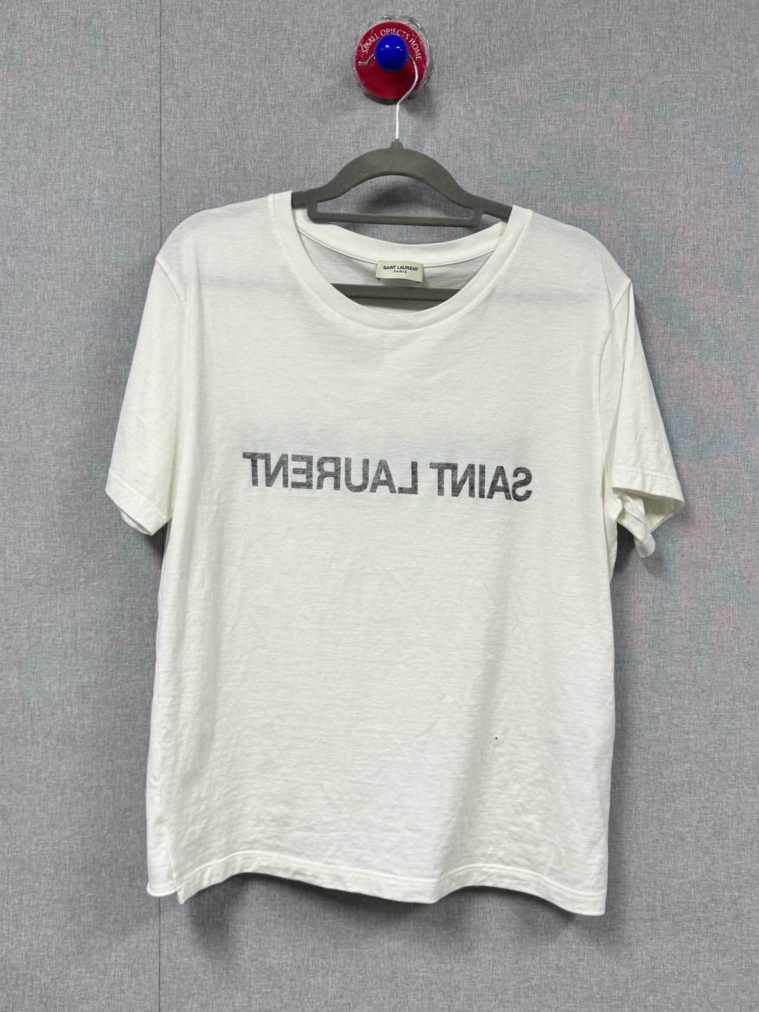 Saint Laurent Paris Saint Laurent Reversed Logo T-Shirt Size L Size US L / EU 52-54 / 3 - 1 Thumbnail